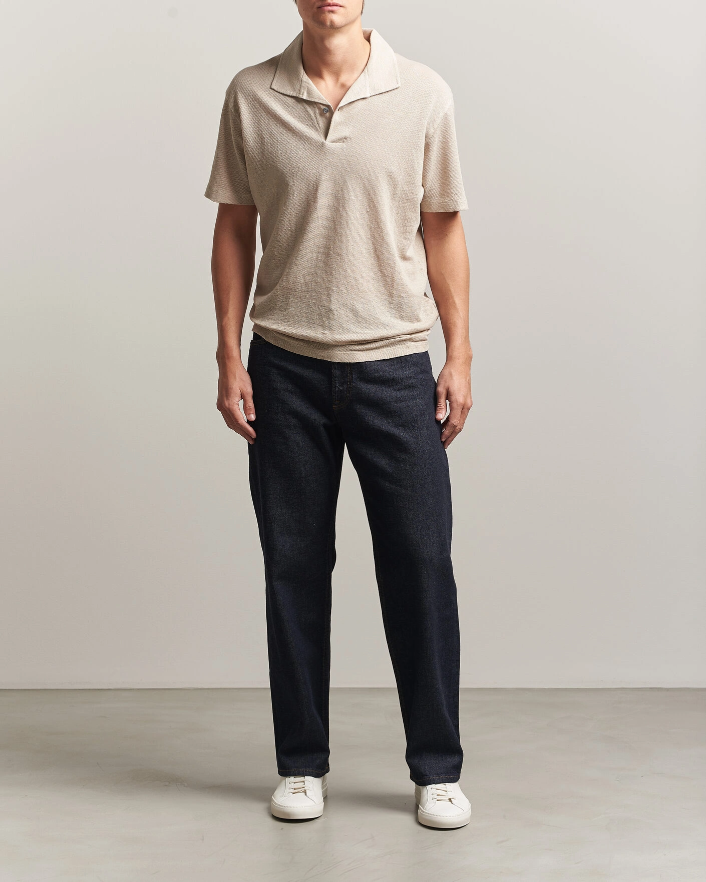 Herre | Polotrøjer | Sunspel | Linen Pique Polo Hazelwood