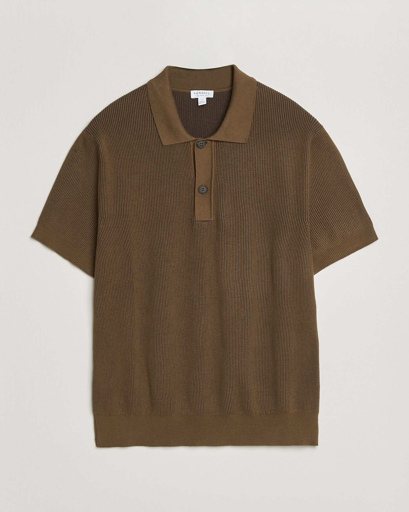 Herre | Polotrøjer | Sunspel | Knitted Cotton Rib Polo Bronze