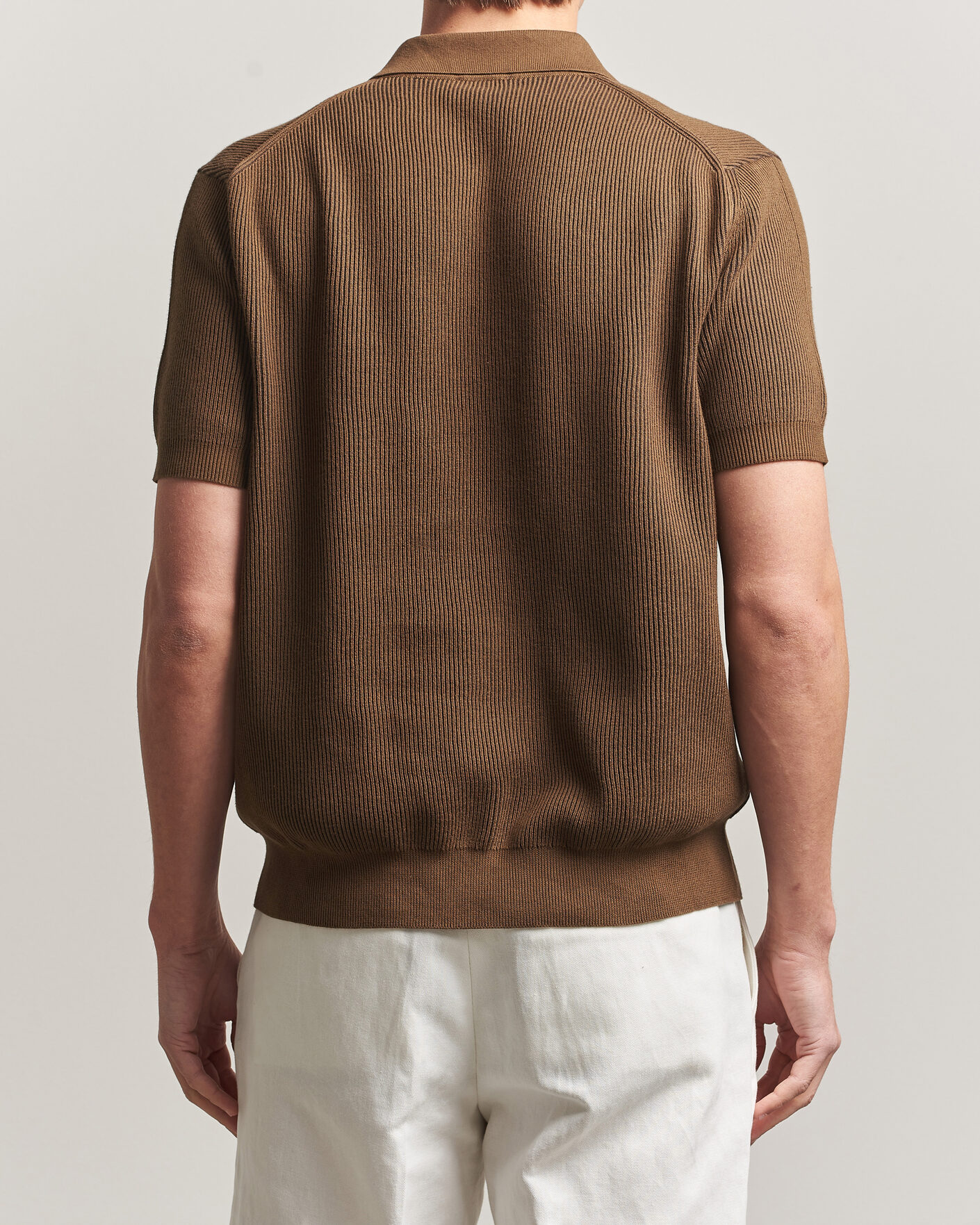 Herre | Polotrøjer | Sunspel | Knitted Cotton Rib Polo Bronze