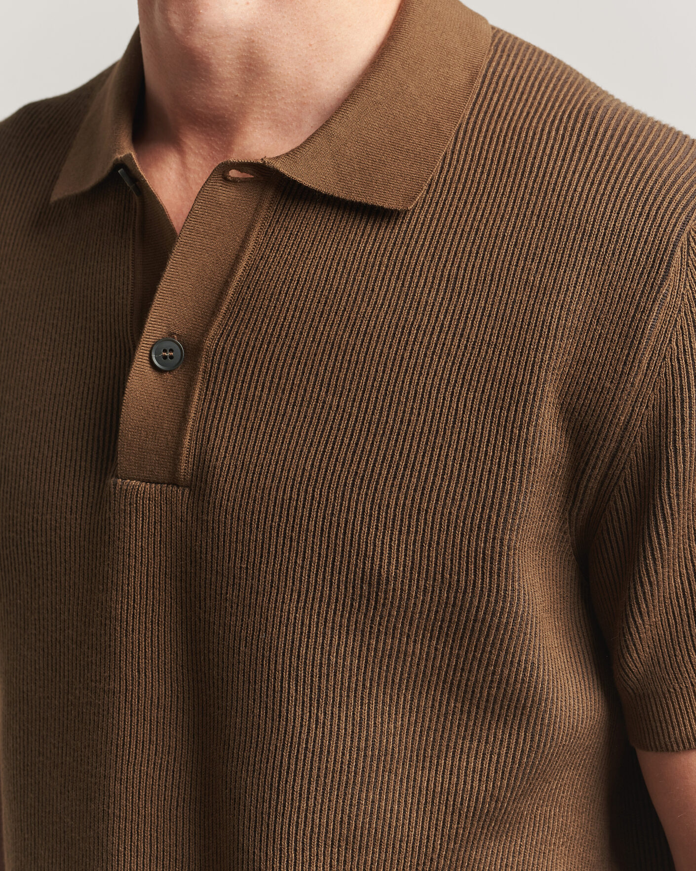 Herre | Polotrøjer | Sunspel | Knitted Cotton Rib Polo Bronze