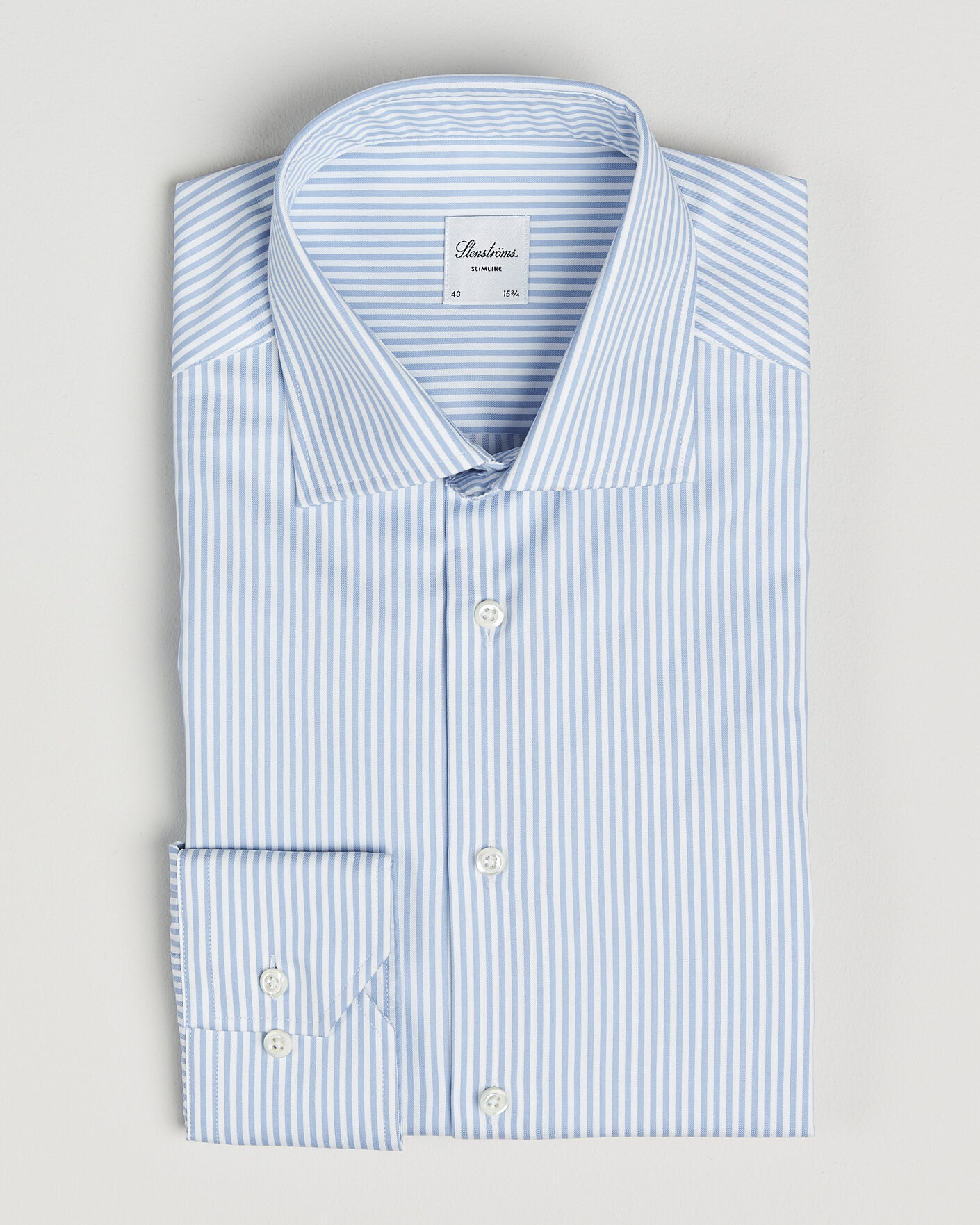 Herre | Skjorter | Stenströms | Slimline Stripe Cut Away Shirt Light Blue