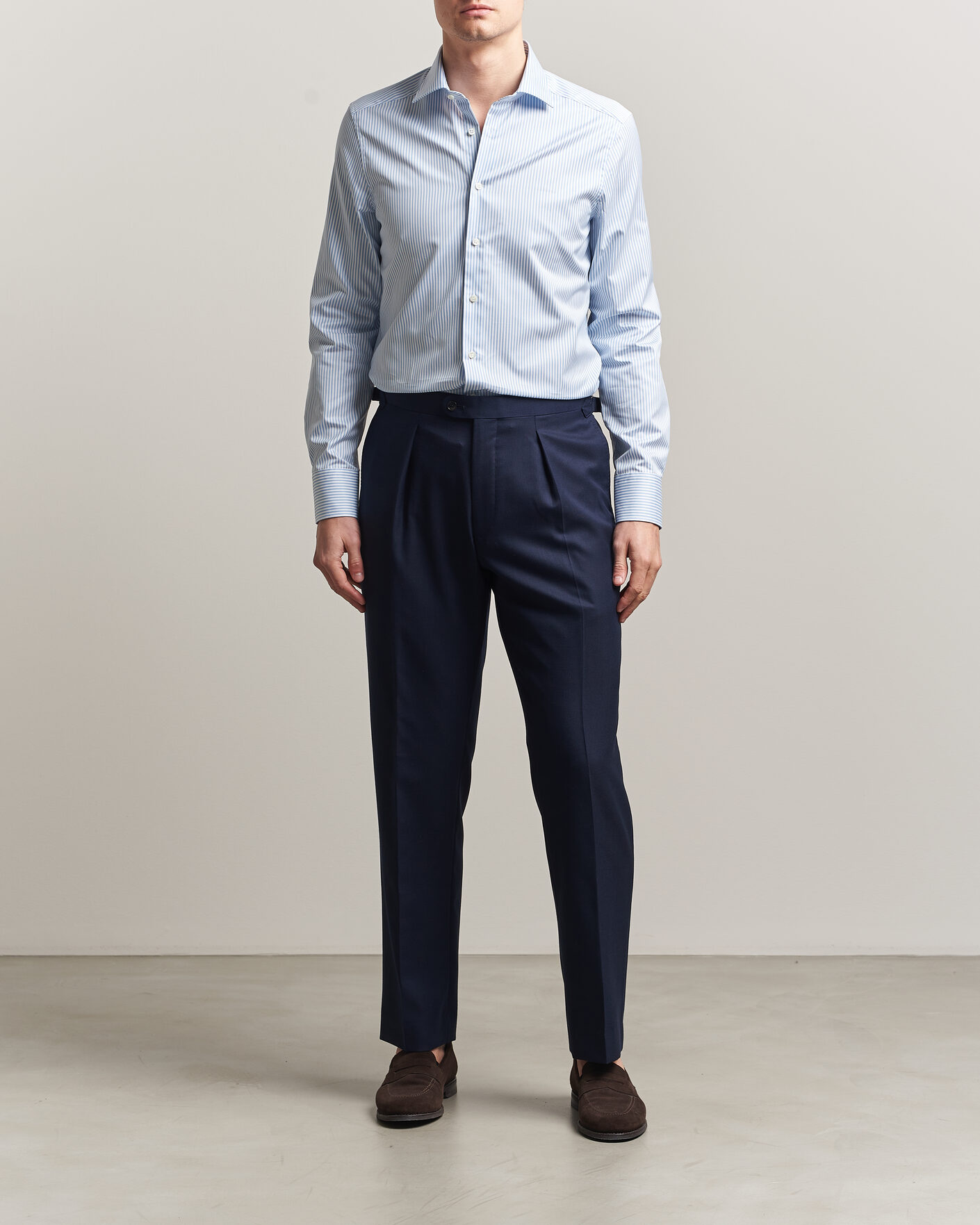 Herre | Skjorter | Stenströms | Slimline Stripe Cut Away Shirt Light Blue