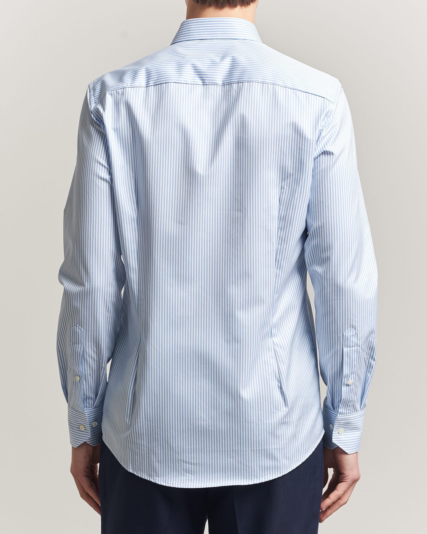 Herre | Skjorter | Stenströms | Slimline Stripe Cut Away Shirt Light Blue
