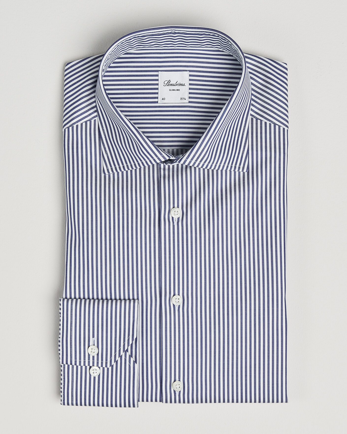 Herre | Skjorter | Stenströms | Slimline Stripe Cut Away Shirt Navy