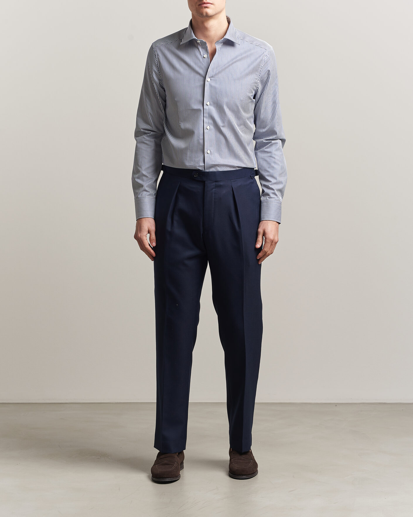 Herre | Skjorter | Stenströms | Slimline Stripe Cut Away Shirt Navy