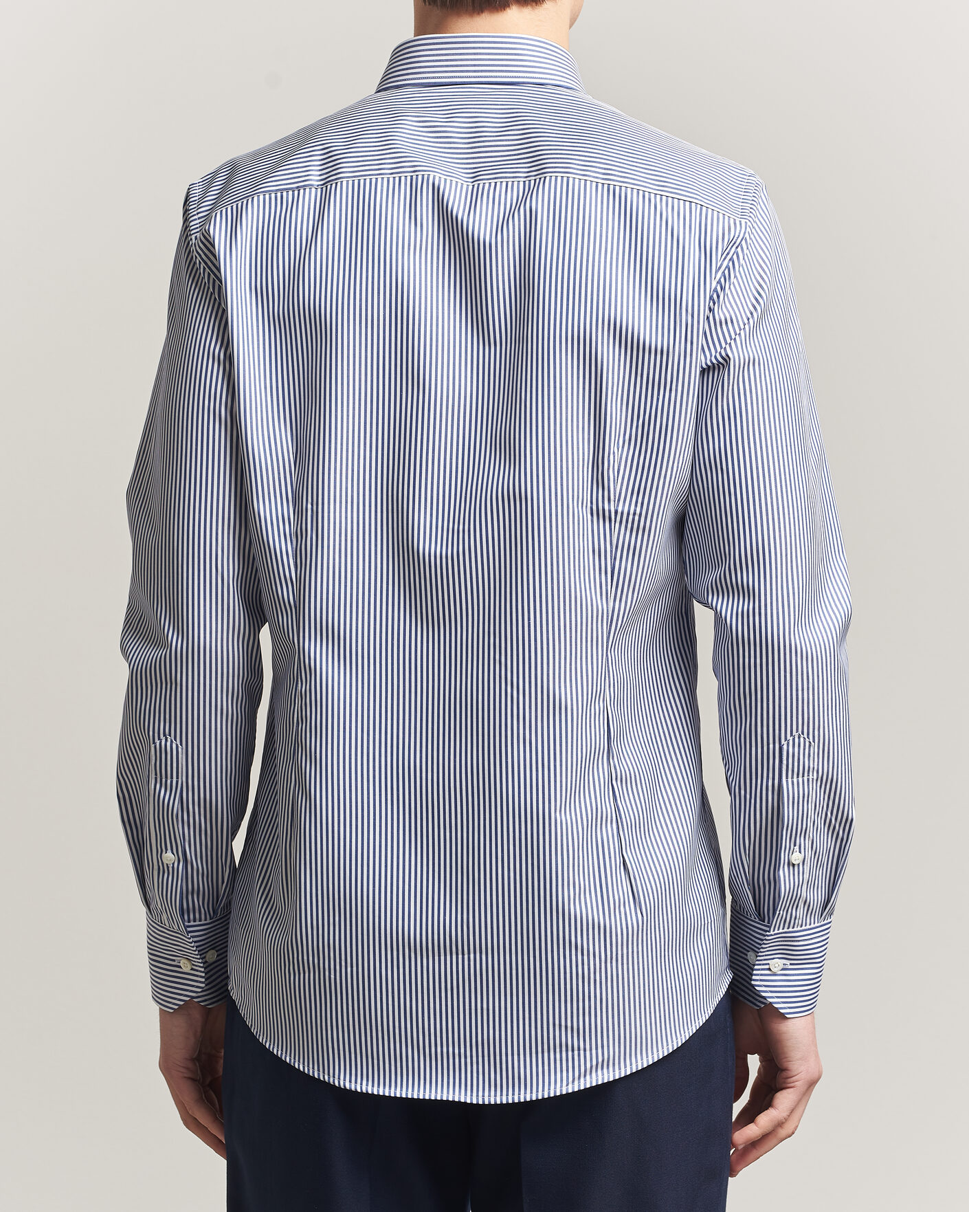 Herre | Skjorter | Stenströms | Slimline Stripe Cut Away Shirt Navy