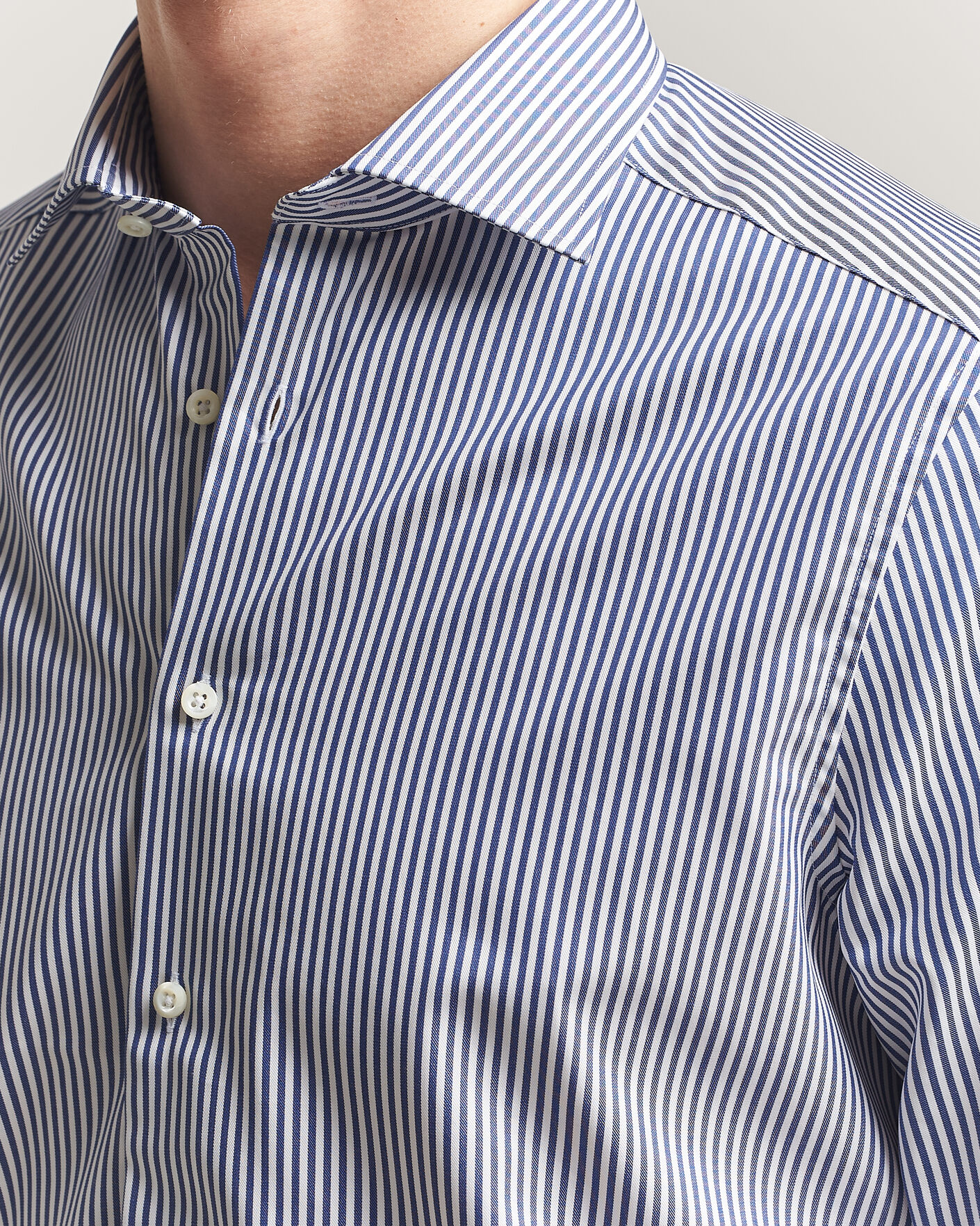 Herre | Skjorter | Stenströms | Slimline Stripe Cut Away Shirt Navy