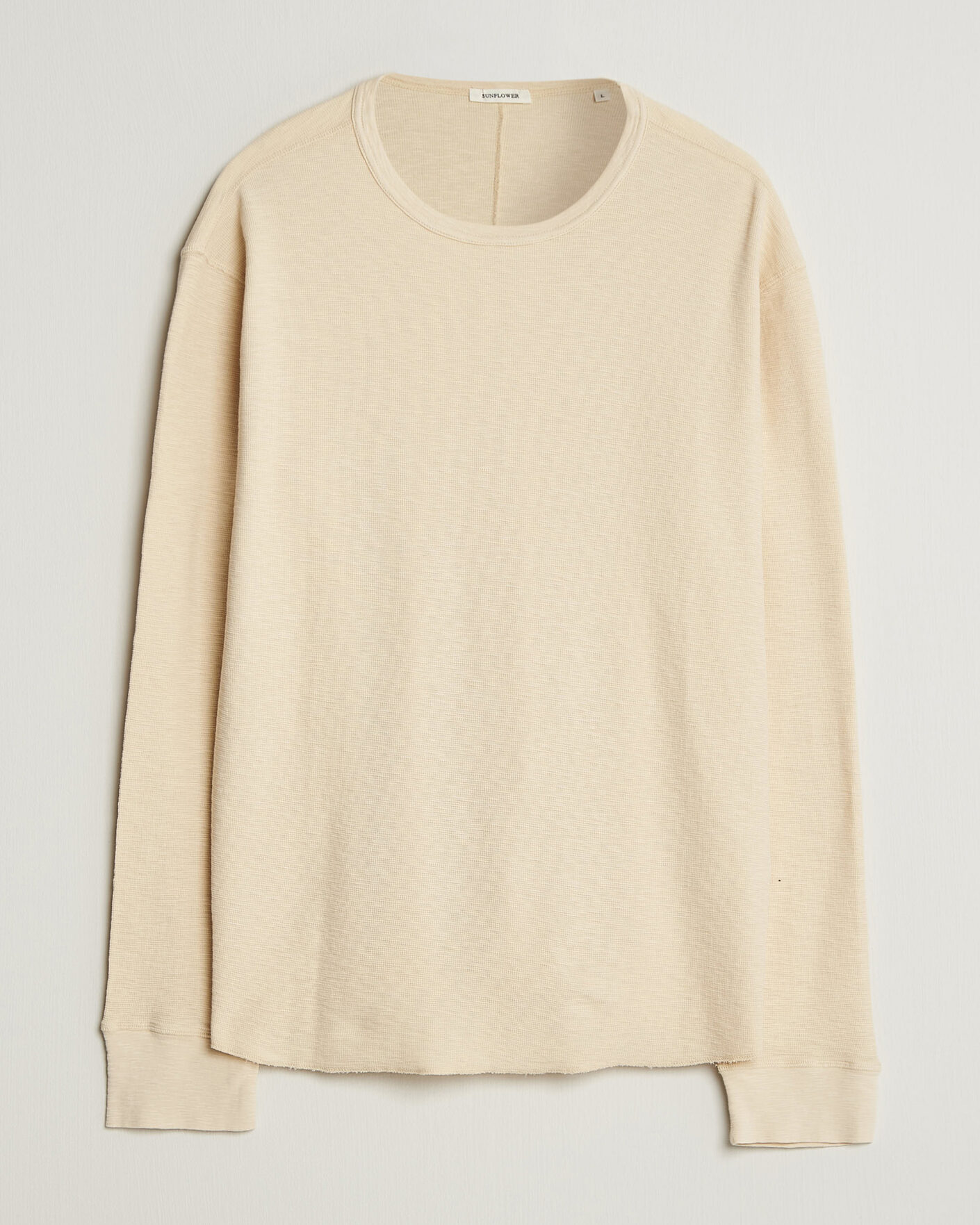Herre | T-Shirts | Sunflower | Long Sleeve Waffle Tee Beige