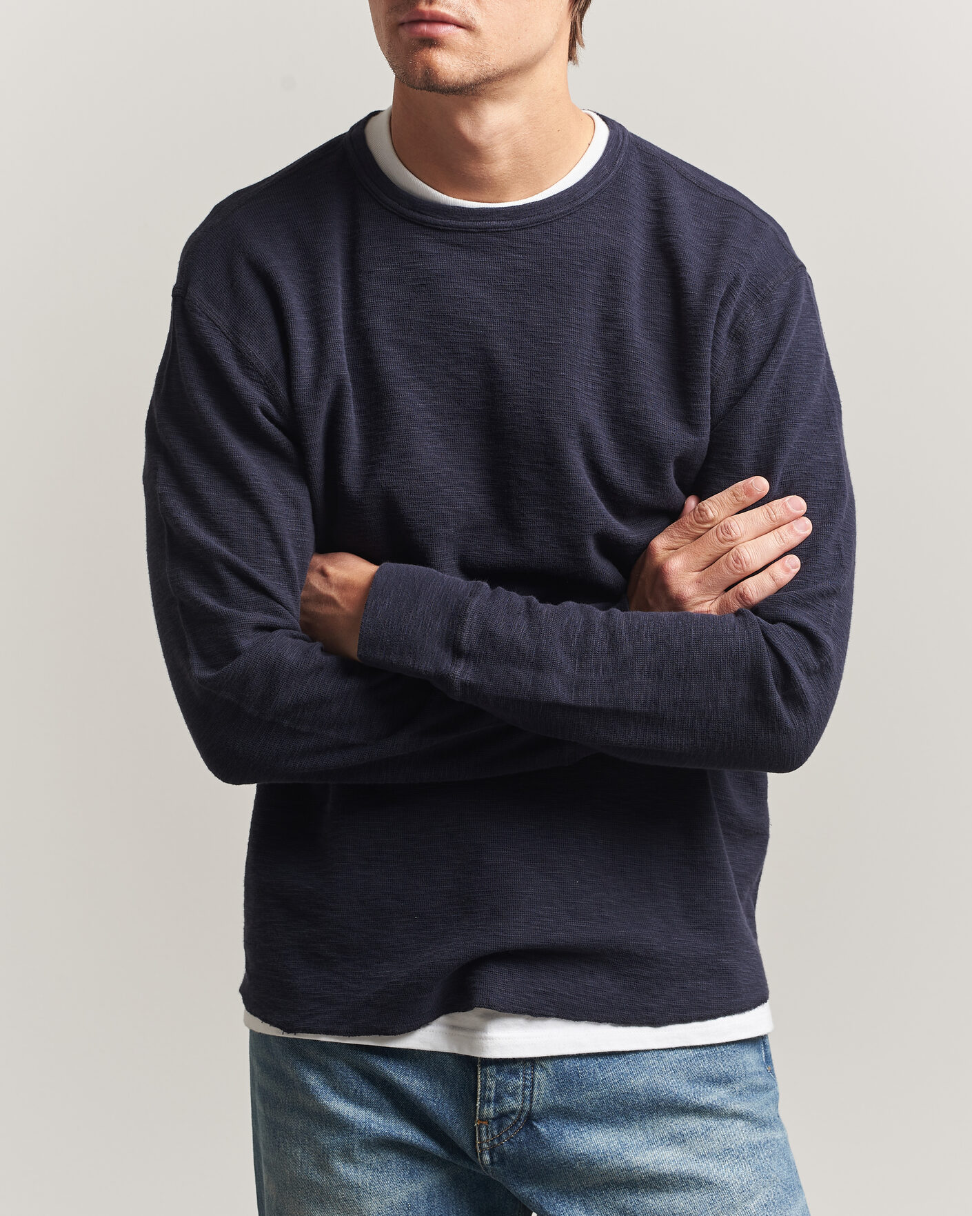Herre | T-Shirts | Sunflower | Long Sleeve Waffle Tee Navy