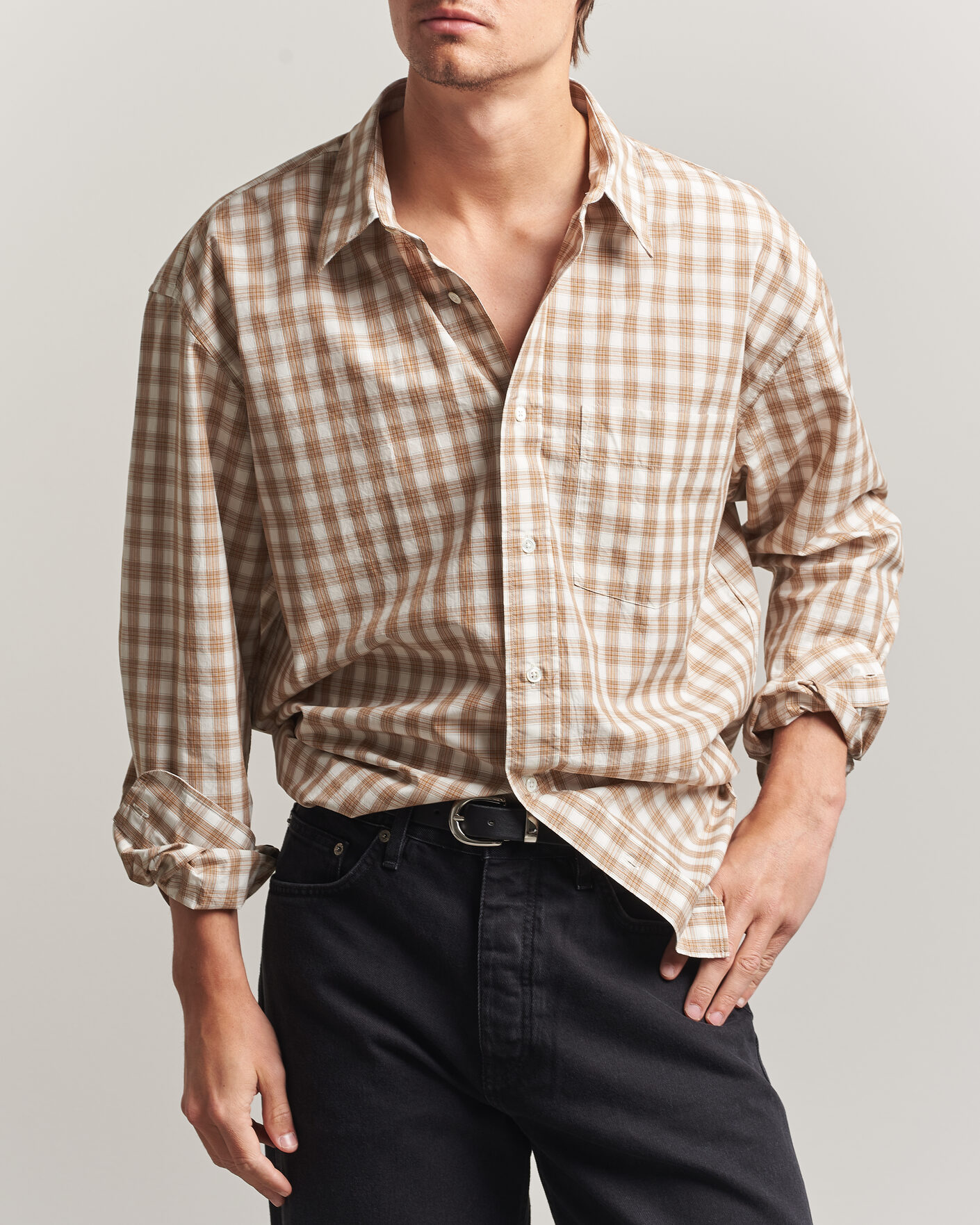 Herre | Skjorter | Sunflower | New Base Shirt Beige Check