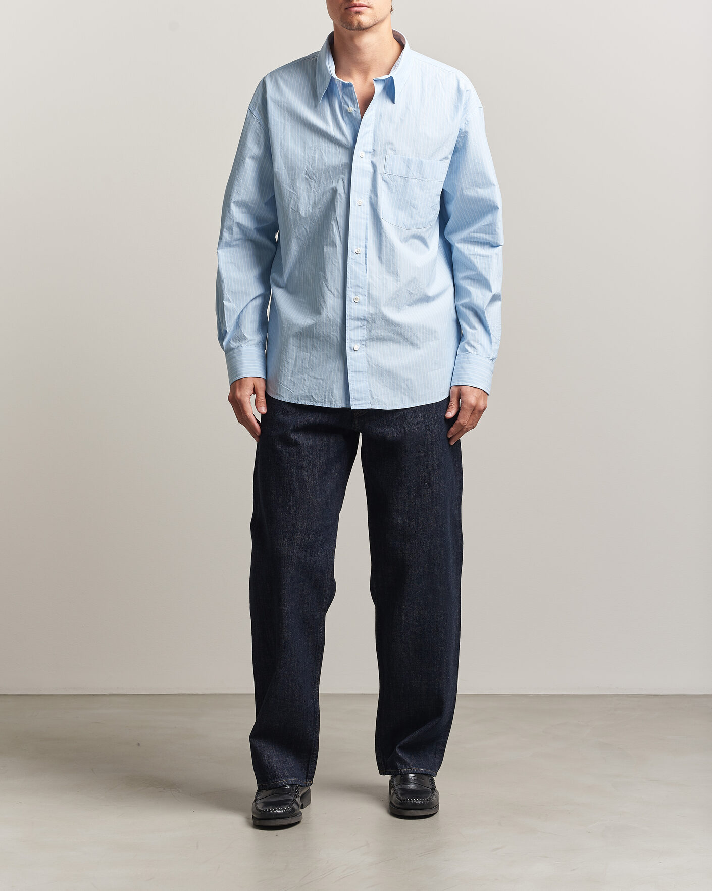 Herre | Skjorter | Sunflower | New Base Shirt Light Blue Stripe