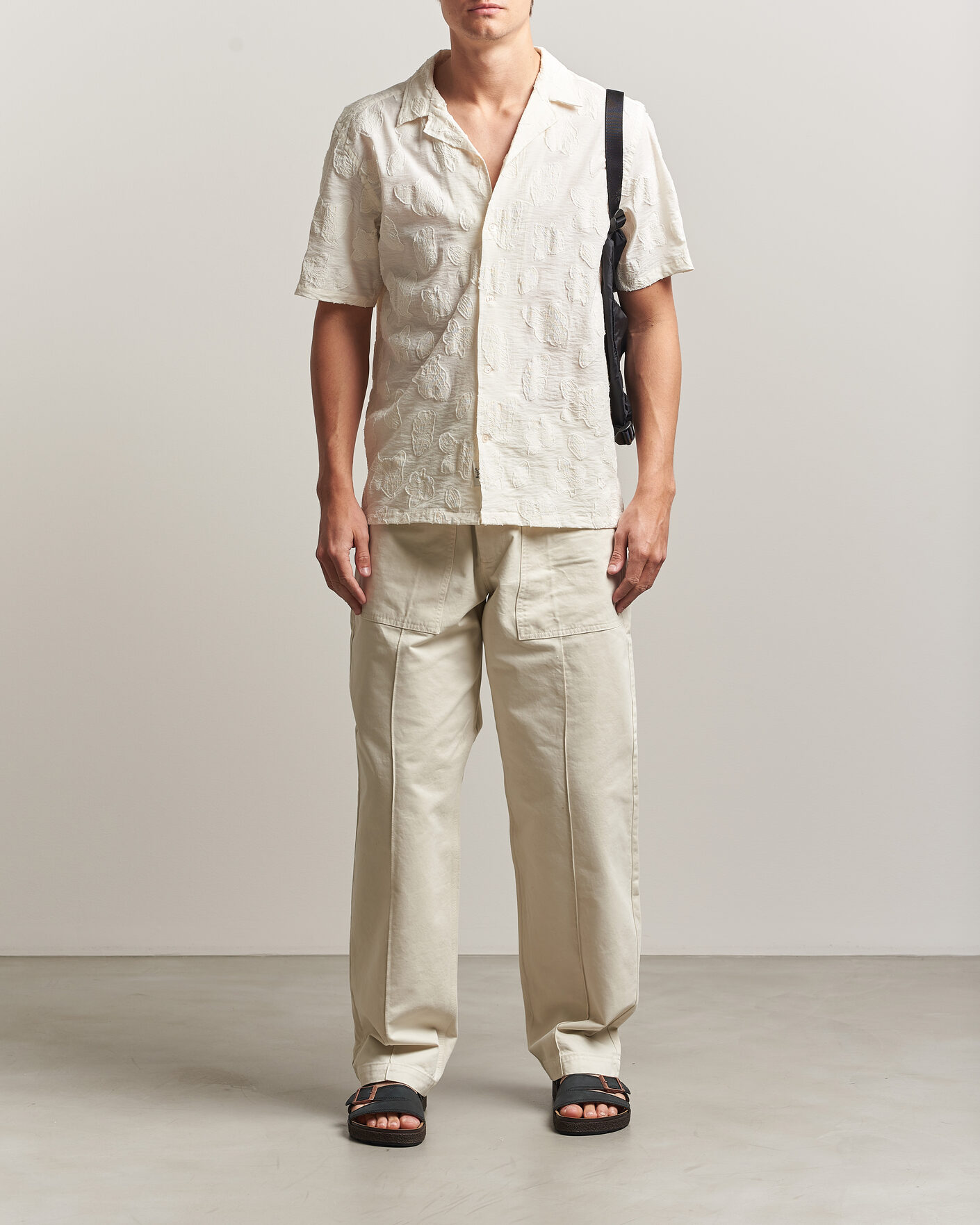 Herre | Skjorter | Forét | Peer Jaquard Short Sleeve Shirt Cloud