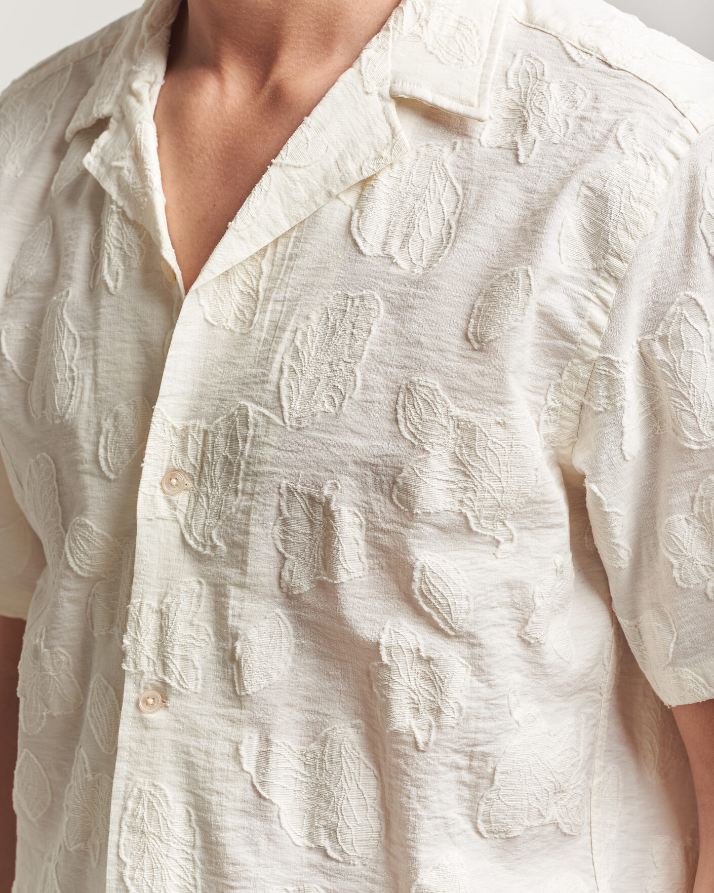 Herre | Skjorter | Forét | Peer Jaquard Short Sleeve Shirt Cloud