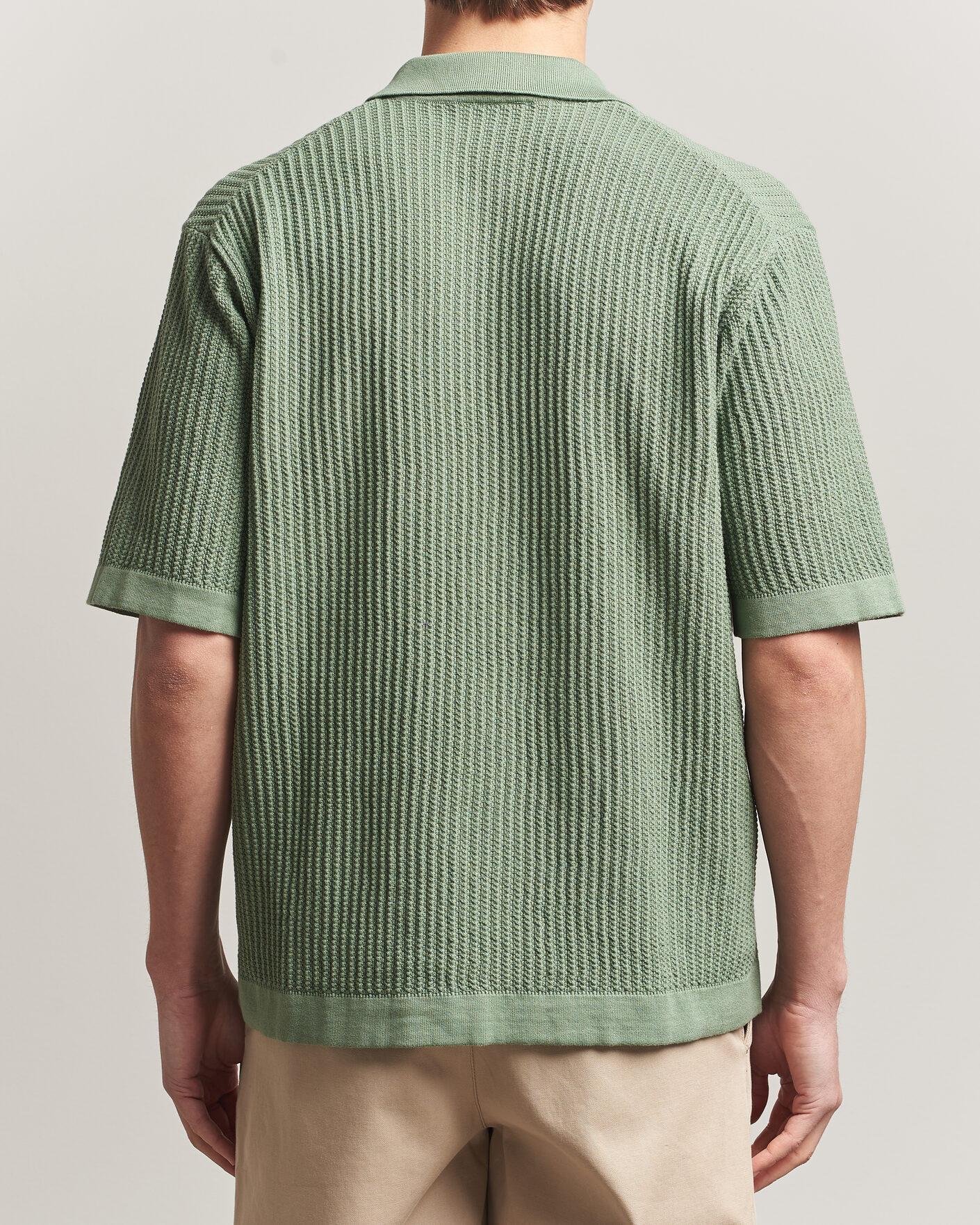 Herre | Skjorter | Forét | Barrow Short Sleeve Knitted Cotton Shirt Green Oxide