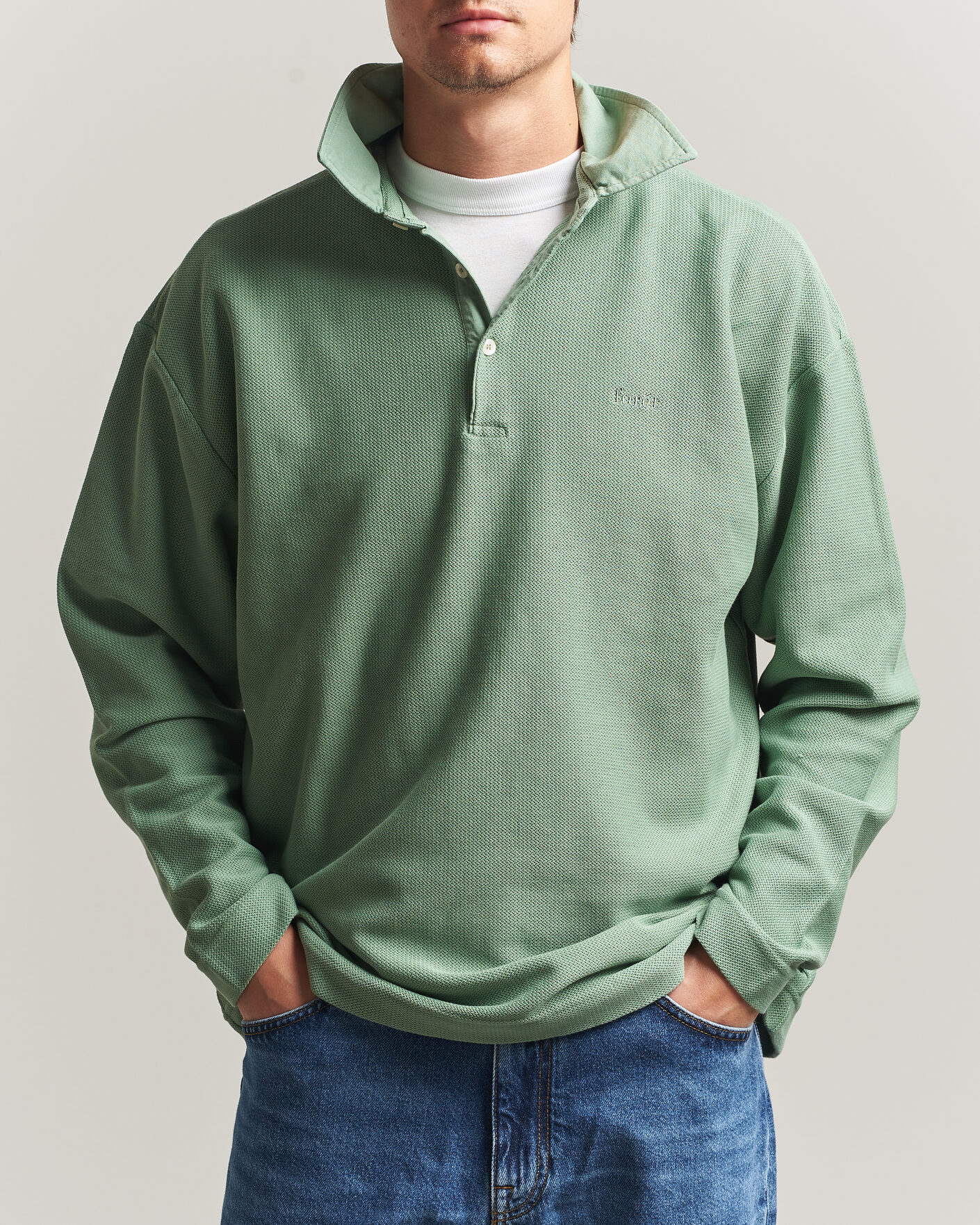 Herre | Trøjer | Forét | Herb Textured Knit Polo Green Oxide