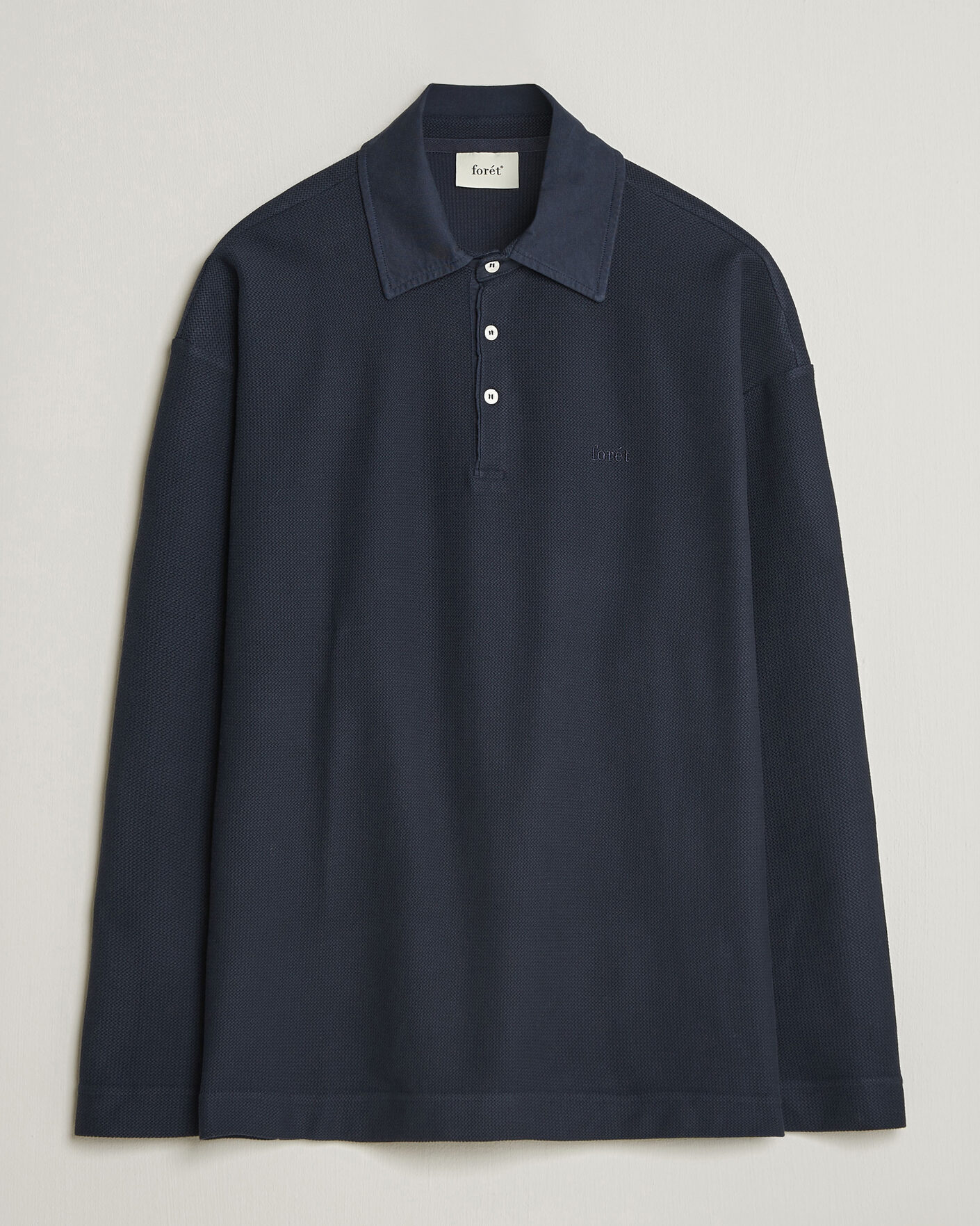 Herre | Trøjer | Forét | Herb Textured Knit Polo Navy