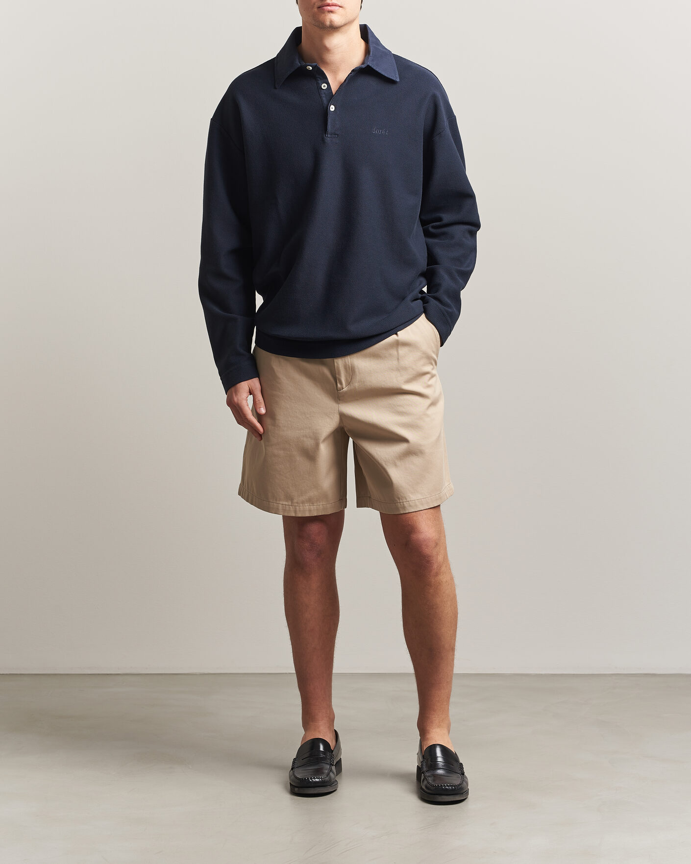 Herre | Trøjer | Forét | Herb Textured Knit Polo Navy