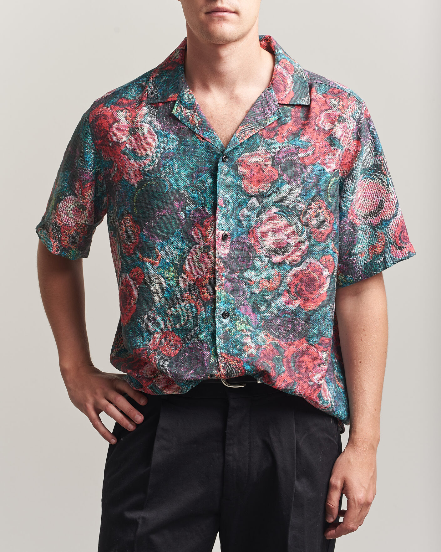 Herre | Skjorter | LES DEUX | Bouquet AOP Short Sleeve Shirt Multi