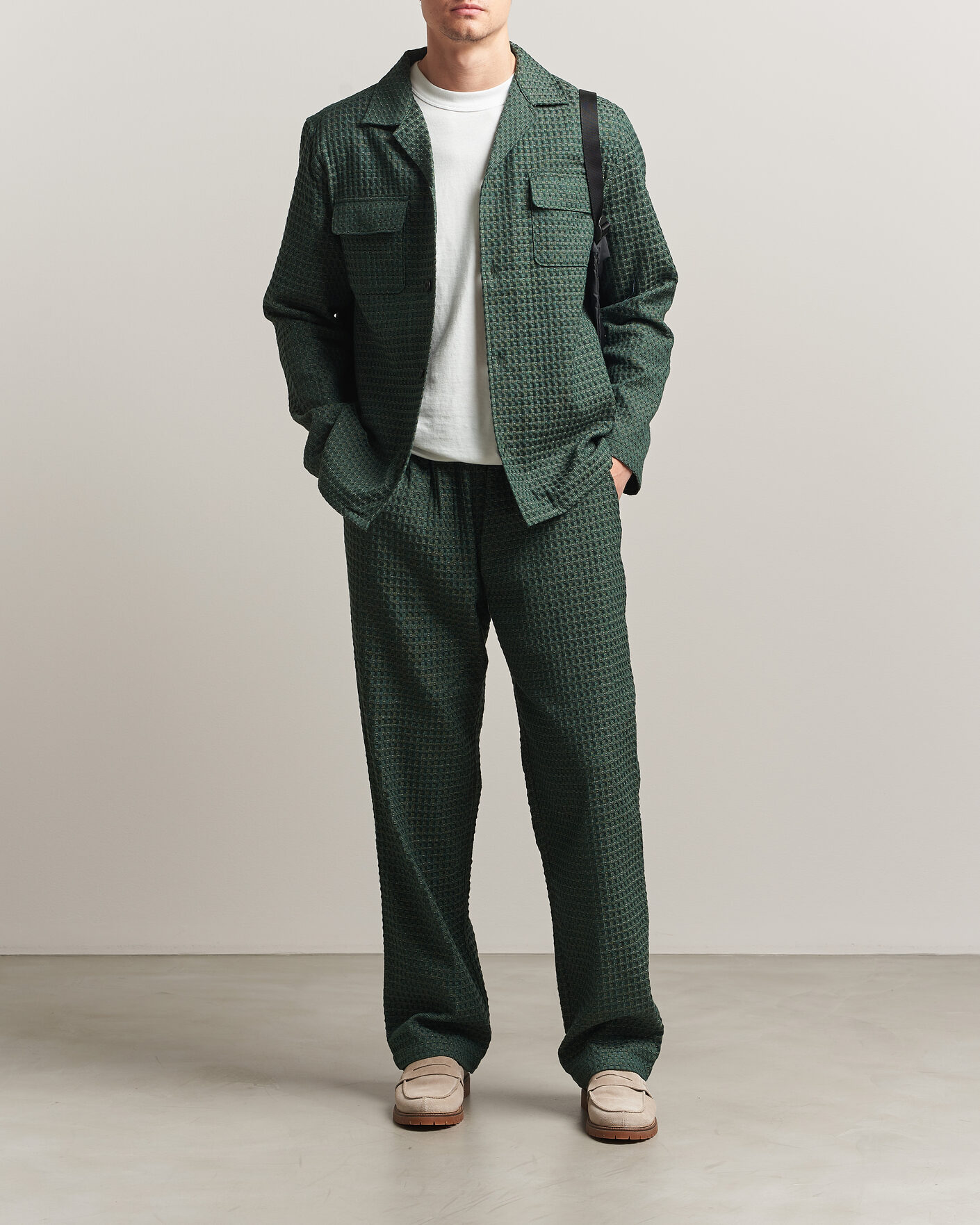 Herre | Bukser | LES DEUX | Check Seersucker Casual Pants Pine Green