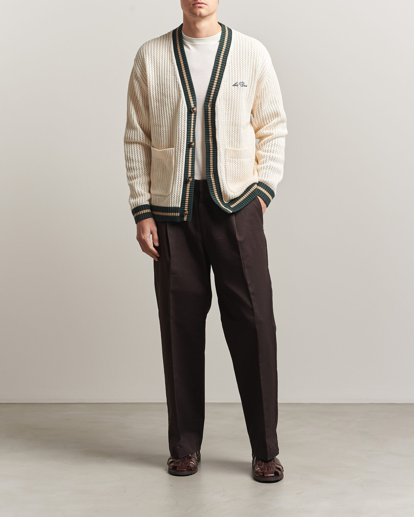 Herre | Trøjer | LES DEUX | Lace Knitted Cardigan Eggnog White