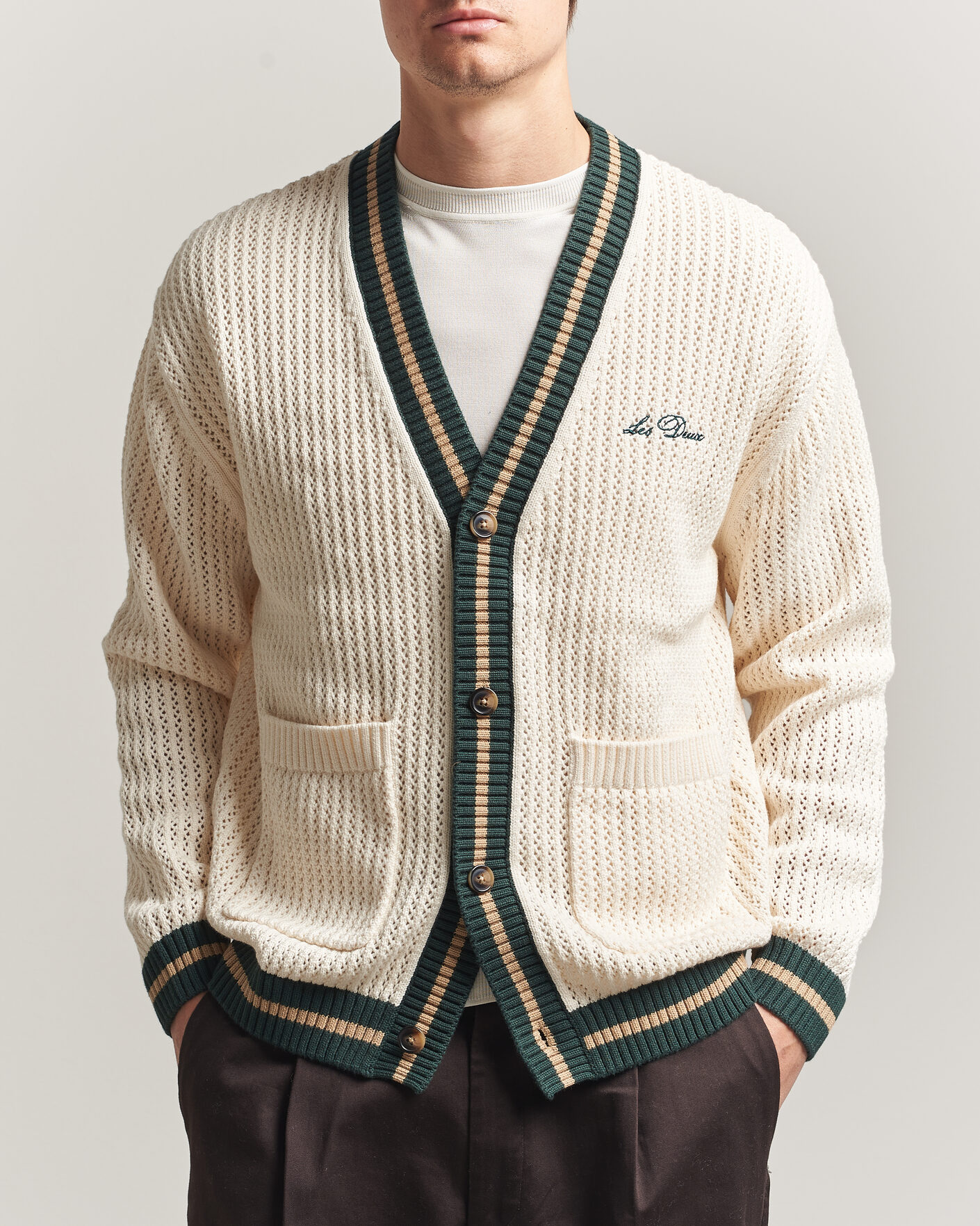 Herre | Trøjer | LES DEUX | Lace Knitted Cardigan Eggnog White
