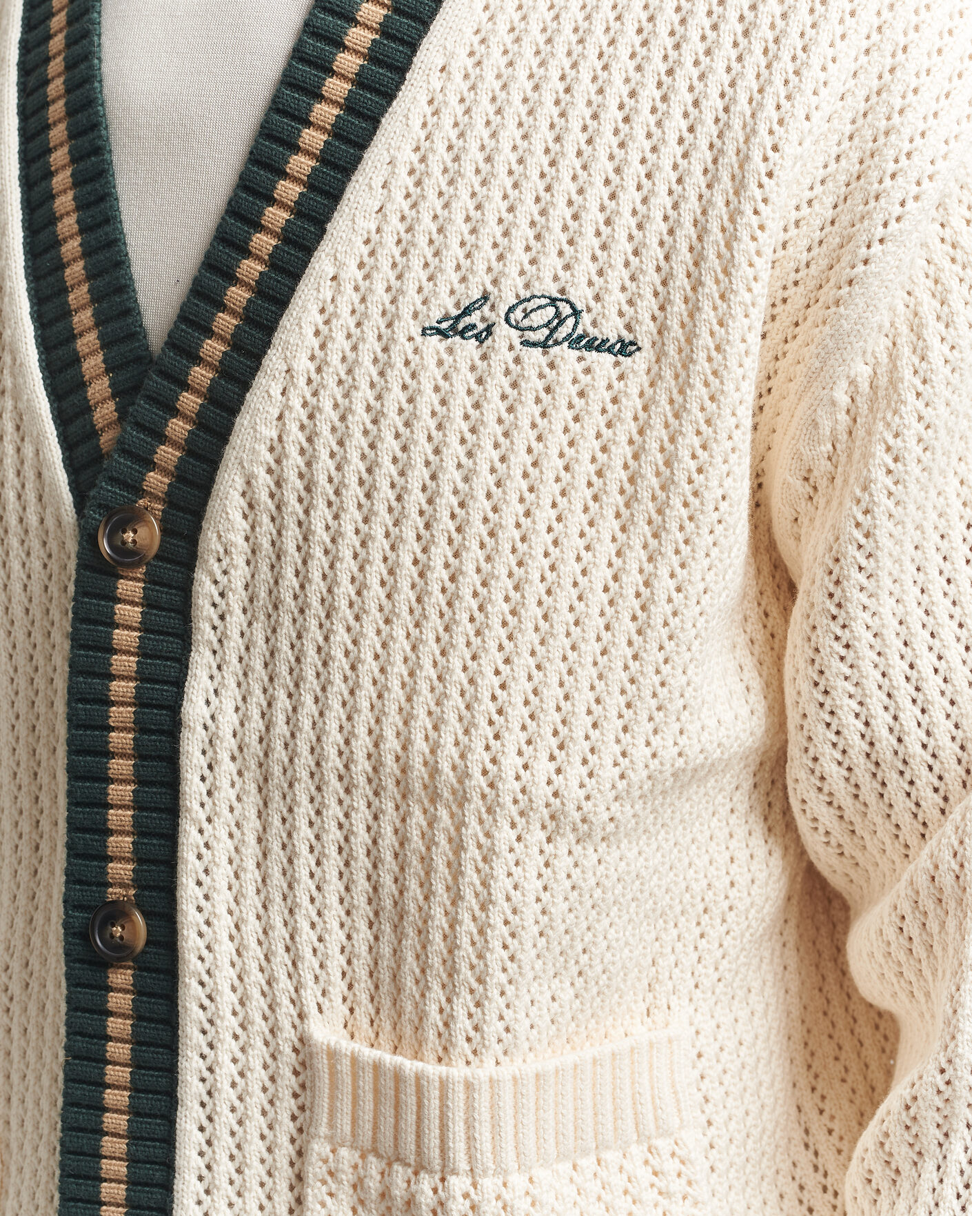 Herre | Trøjer | LES DEUX | Lace Knitted Cardigan Eggnog White