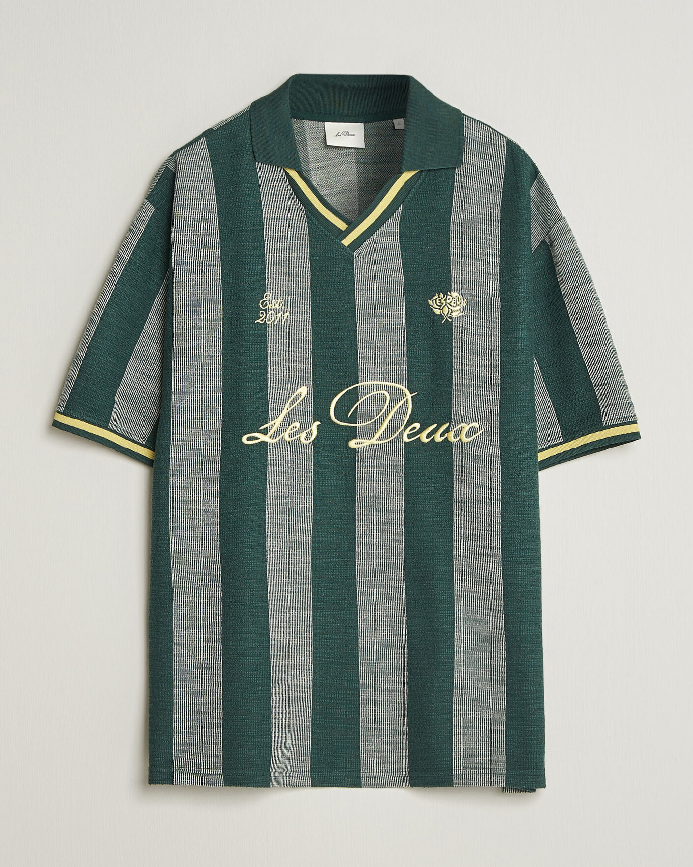 Herre | Polotrøjer | LES DEUX | Stripe Jacquard Football Jersey Pine Green