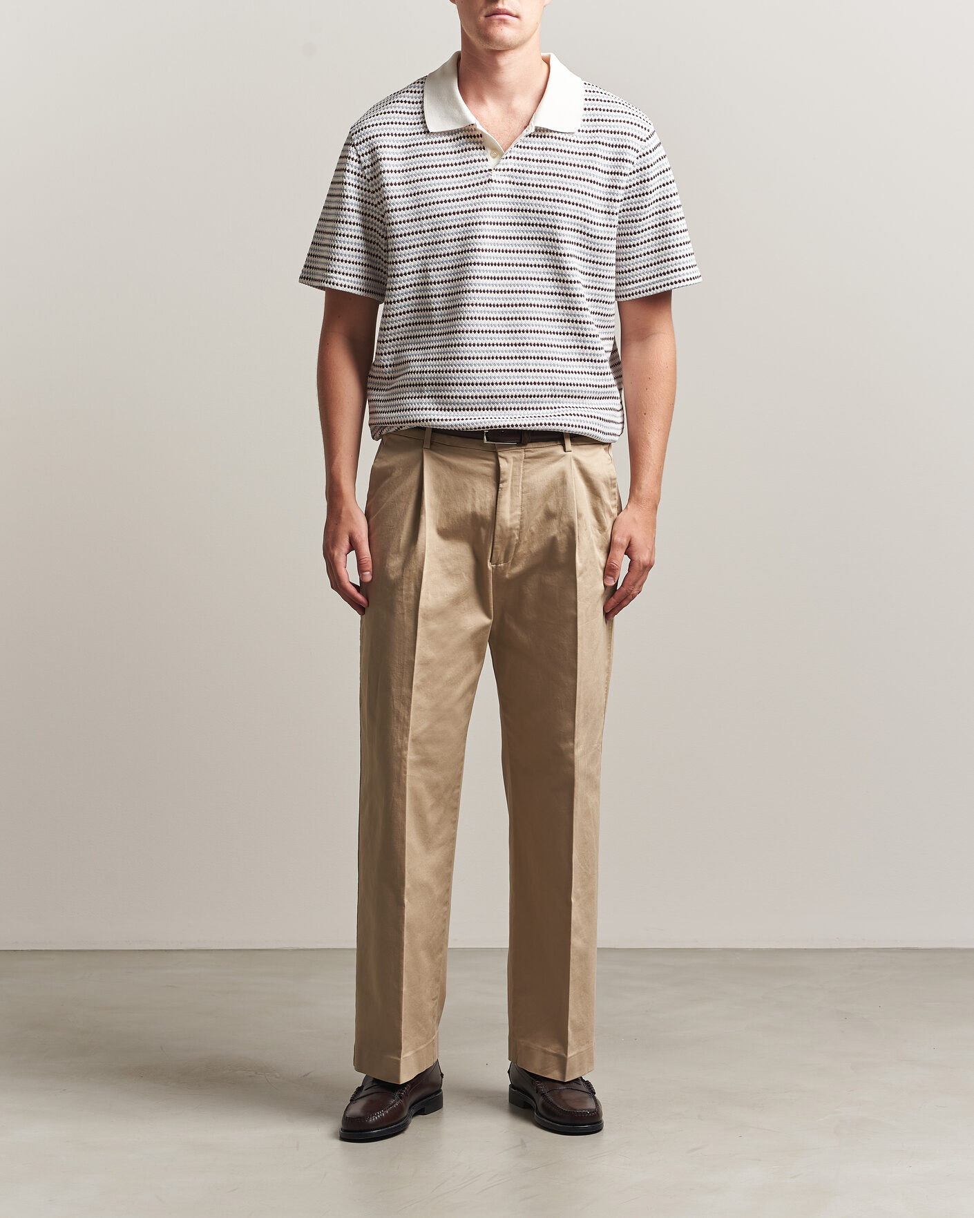Herre | Polotrøjer | LES DEUX | Knitted Stripe Polo Eggnog White