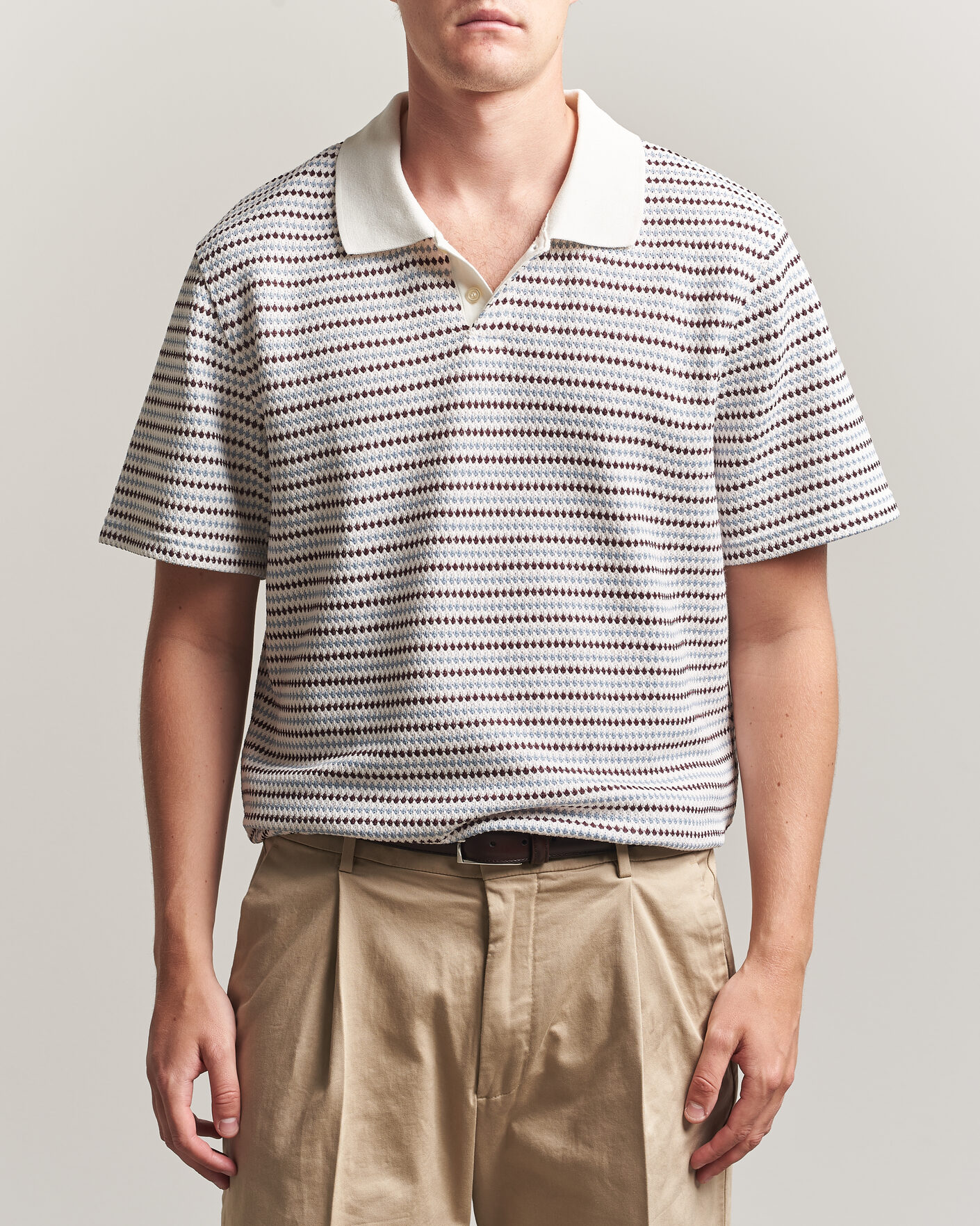 Herre | Polotrøjer | LES DEUX | Knitted Stripe Polo Eggnog White