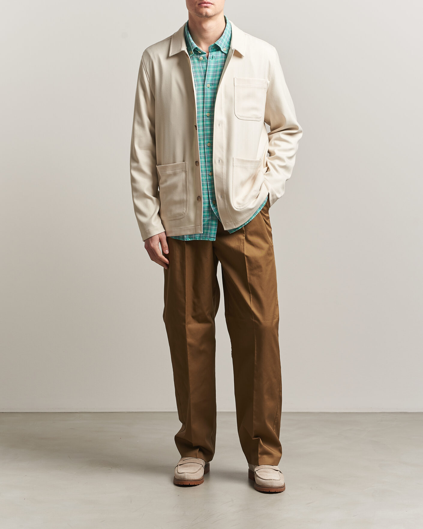 Herre | Skjorter | LES DEUX | Herringbone Overshirt Ivory