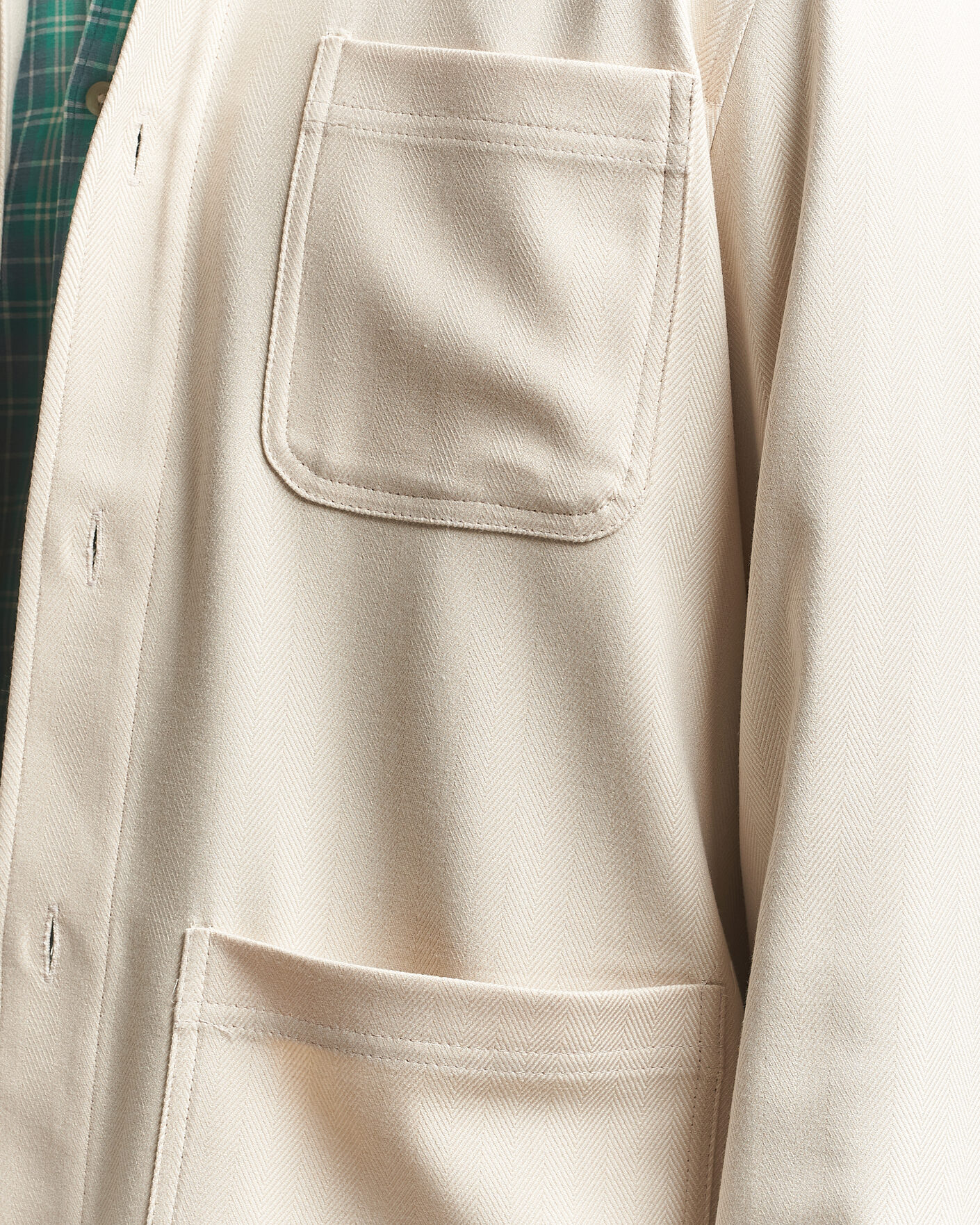 Herre | Skjorter | LES DEUX | Herringbone Overshirt Ivory