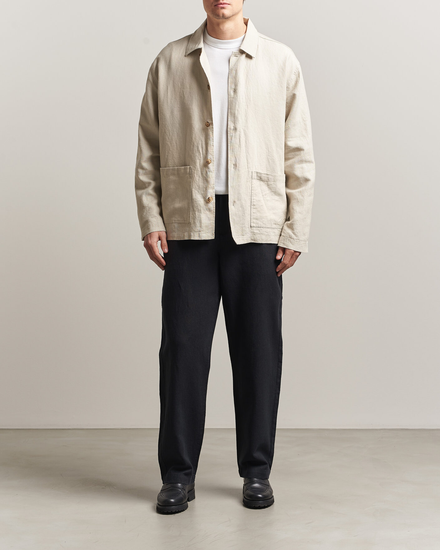 Herre | Skjorter | LES DEUX | Linen Overshirt Light Sand