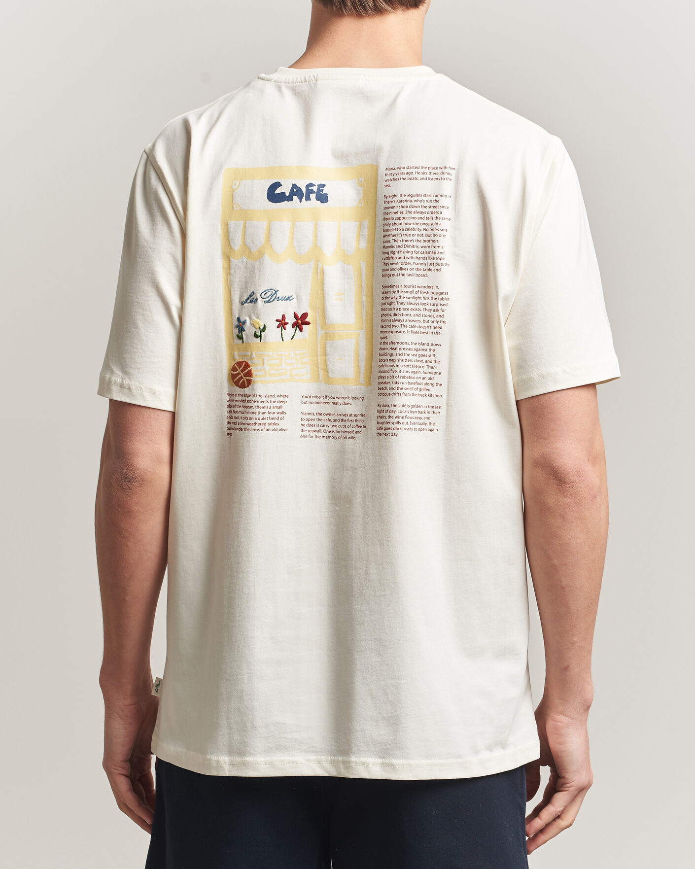 Herre | T-Shirts | LES DEUX | Café Backprint T-Shirt Light Ivory