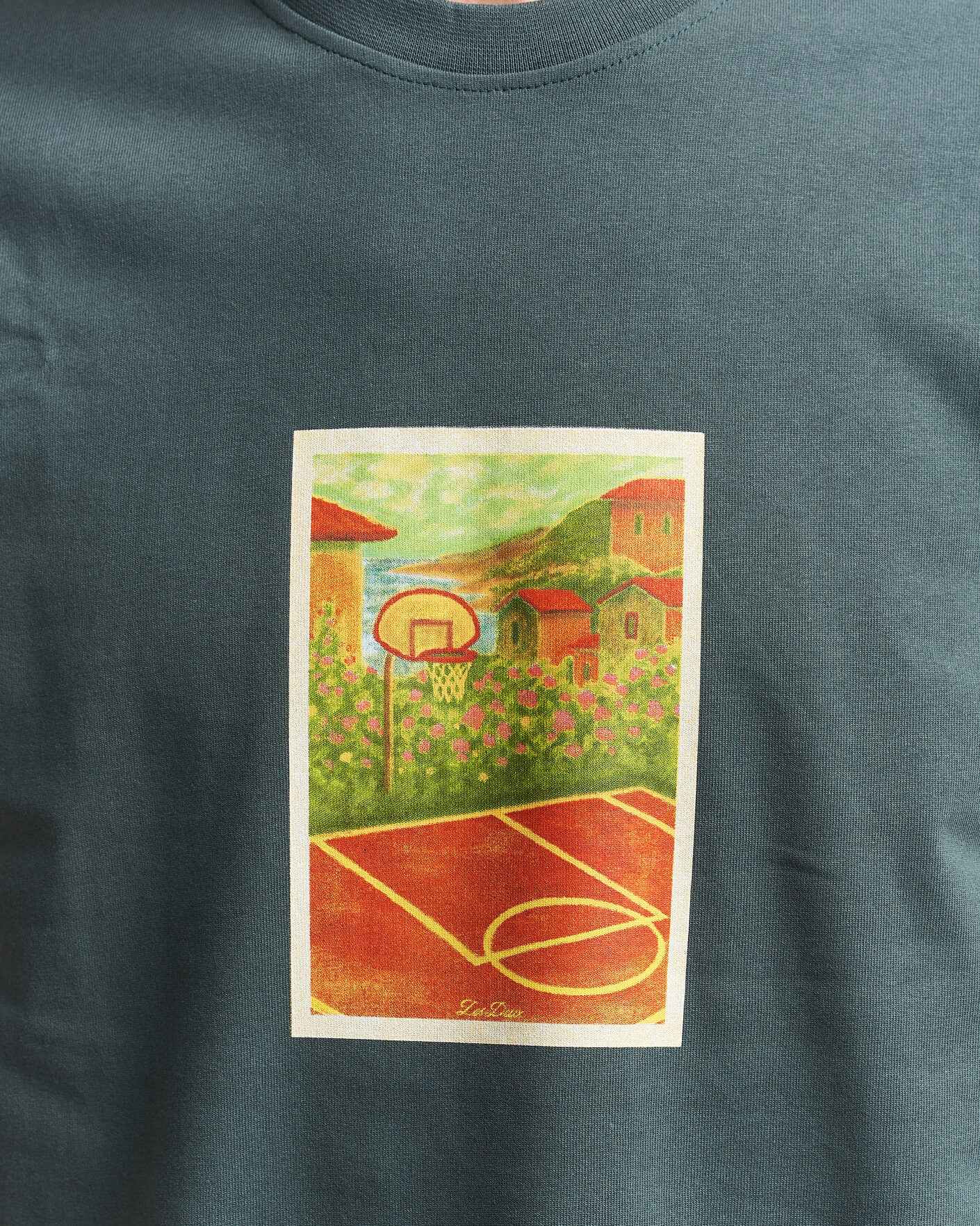 Herre | T-Shirts | LES DEUX | Court Printed T-Shirt Pine Green
