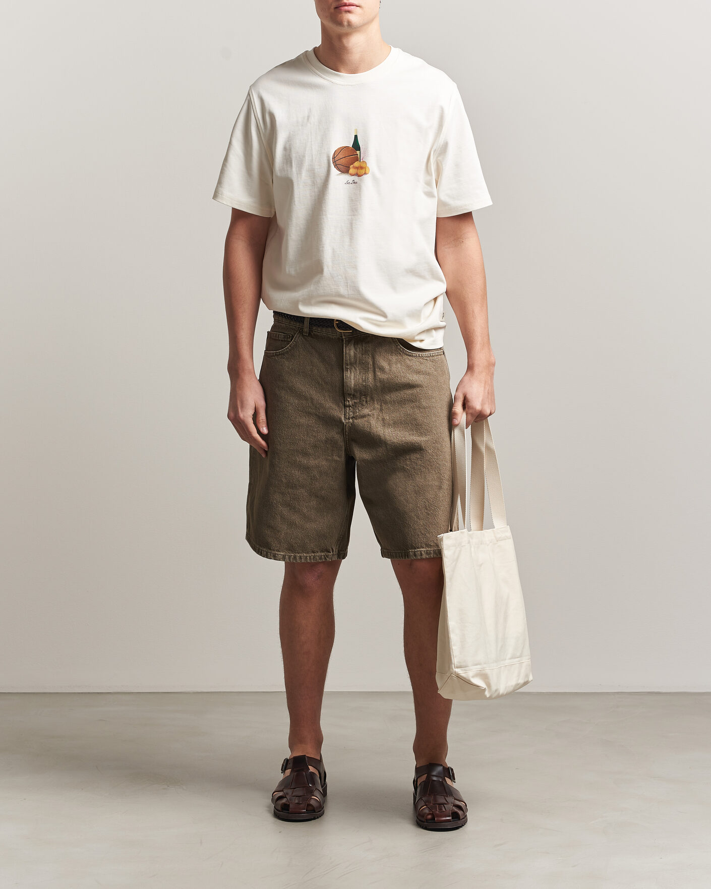 Herre | T-Shirts | LES DEUX | Lemons Printed T-Shirt Eggnog White