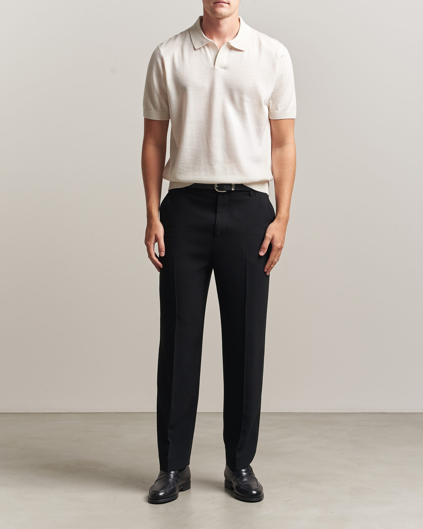 Herre | Polotrøjer | BOSS BLACK | Lantoni Knitted Polo Open White
