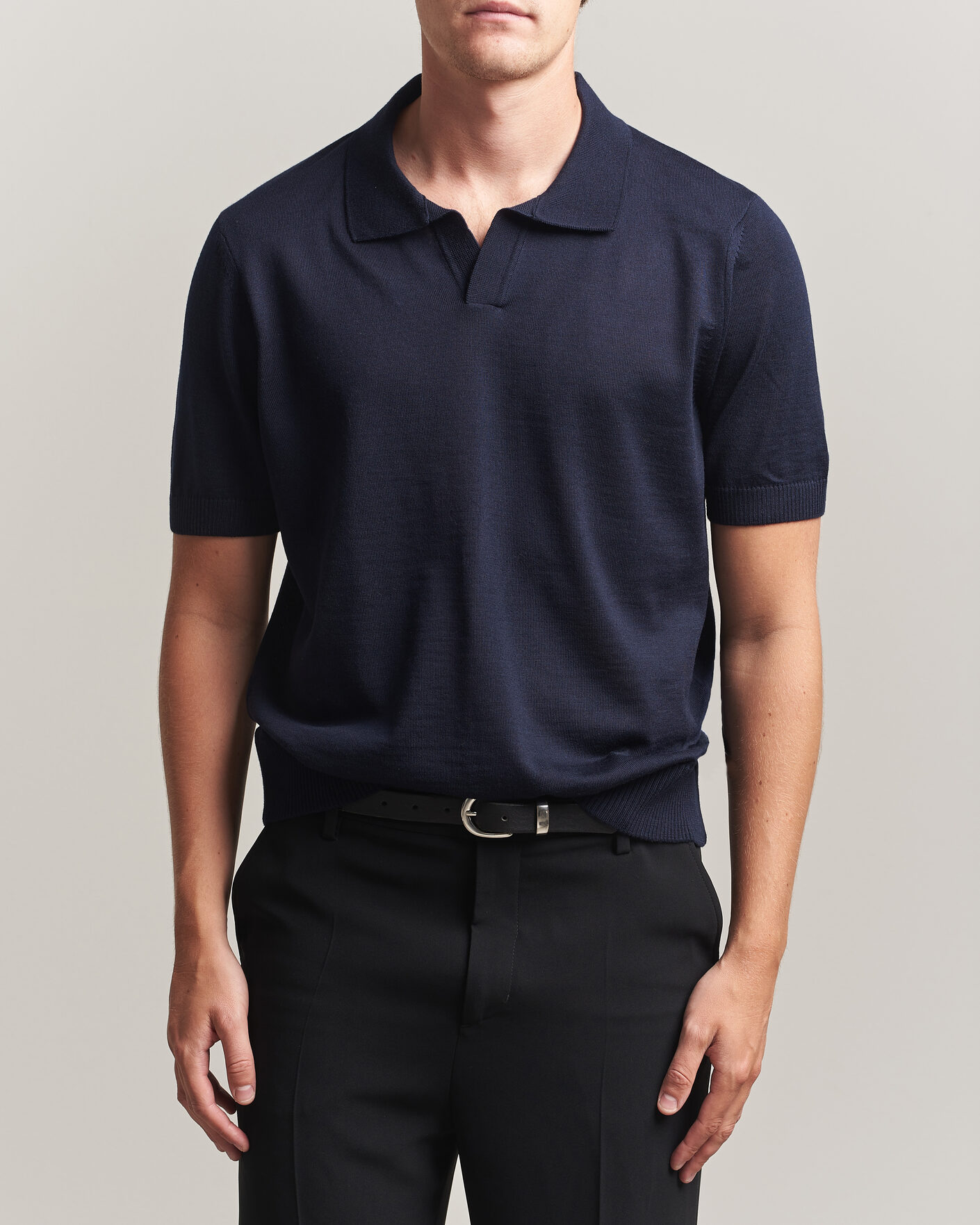 Herre | Polotrøjer | BOSS BLACK | Lantoni Knitted Polo Dark Blue