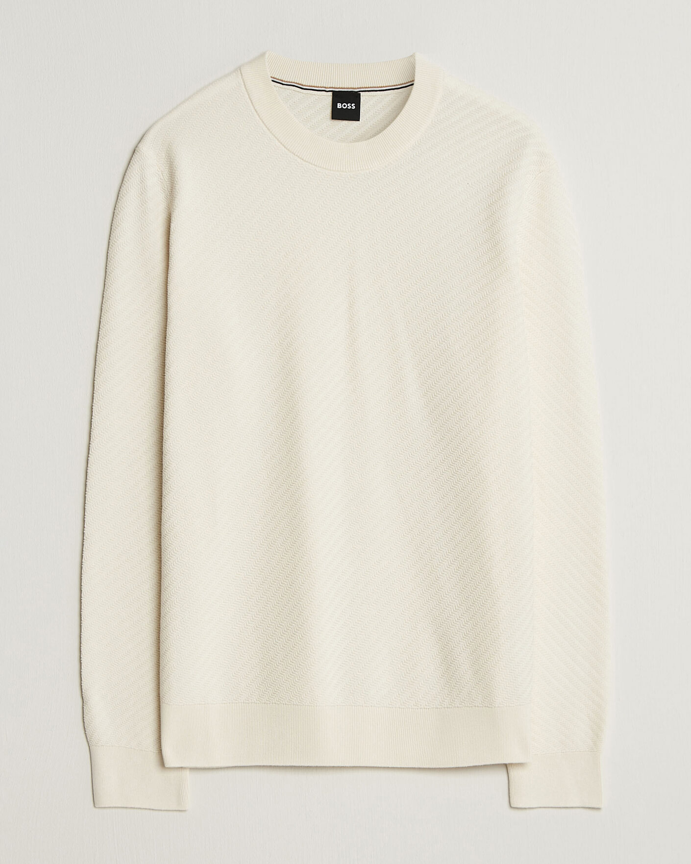 Herre | Trøjer | BOSS BLACK | Lofranco Structured Knitted Sweater Open White