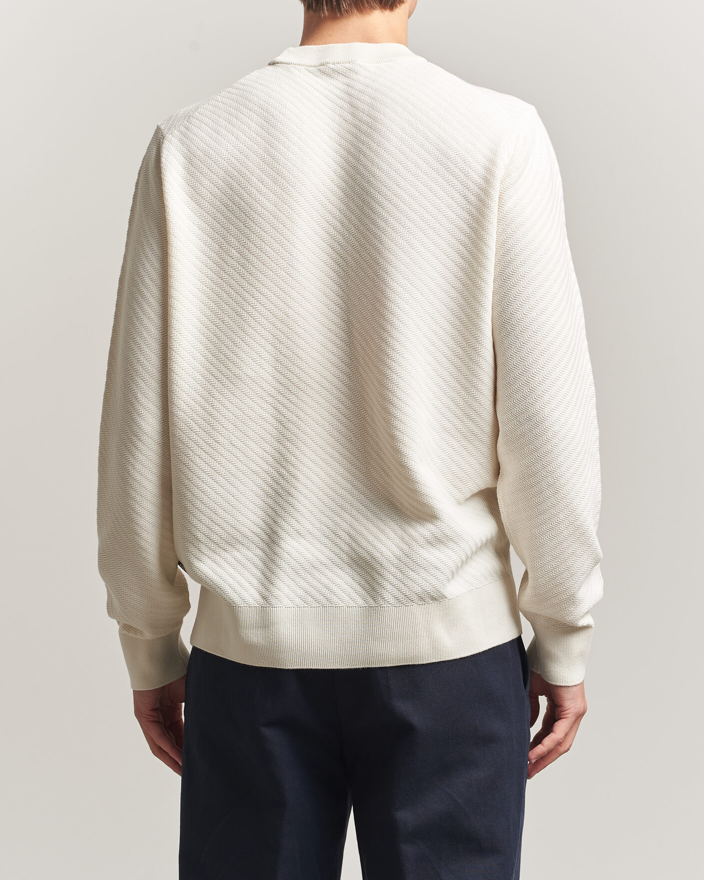 Herre | Trøjer | BOSS BLACK | Lofranco Structured Knitted Sweater Open White