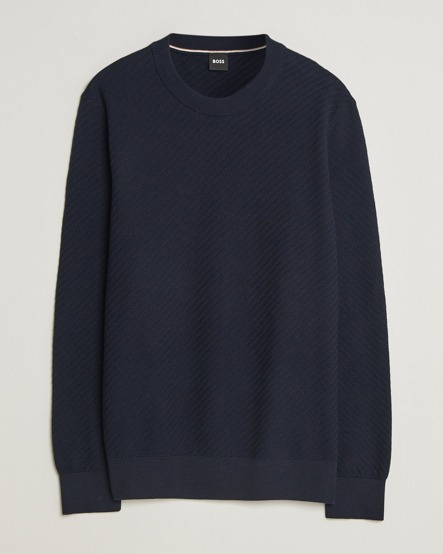 Herre | Trøjer | BOSS BLACK | Lofranco Structured Knitted Sweater Dark Blue