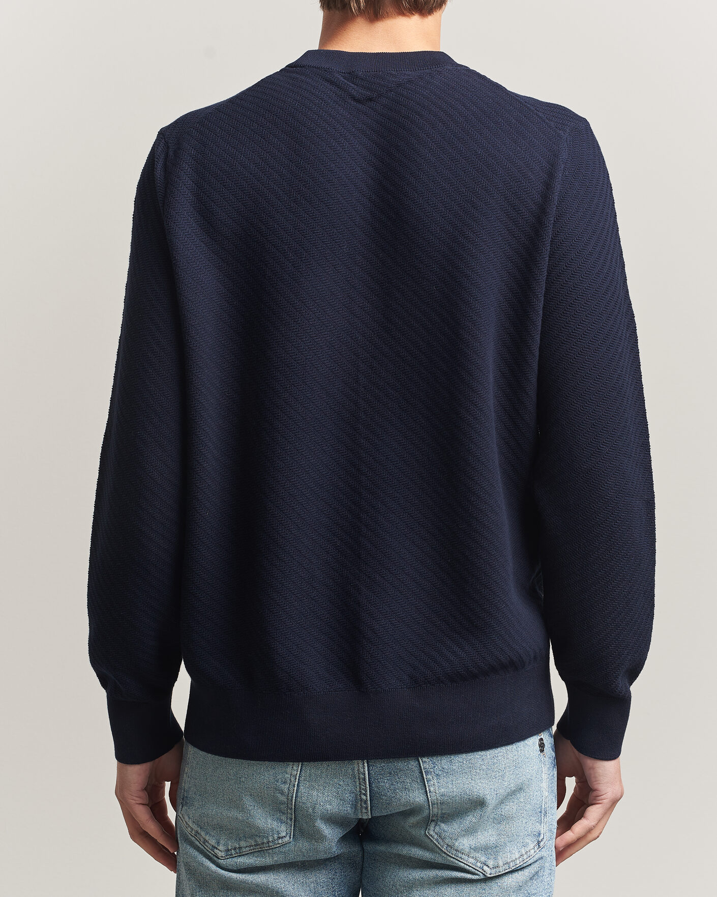 Herre | Trøjer | BOSS BLACK | Lofranco Structured Knitted Sweater Dark Blue