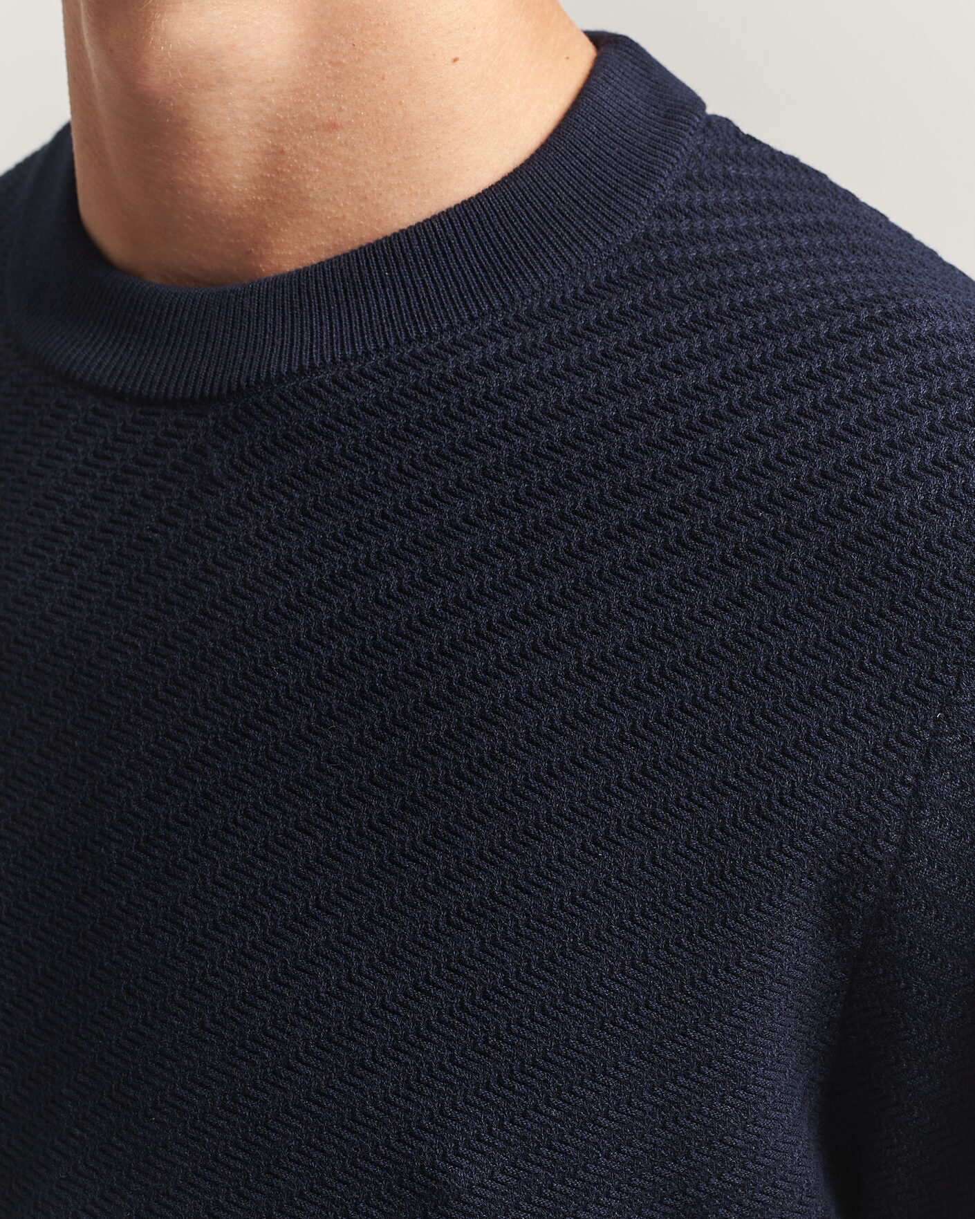Herre | Trøjer | BOSS BLACK | Lofranco Structured Knitted Sweater Dark Blue