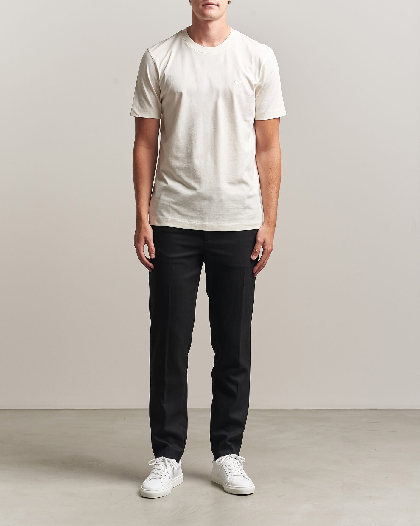 Herre | T-Shirts | BOSS BLACK | Thompson Crew Neck T-Shirt Open White