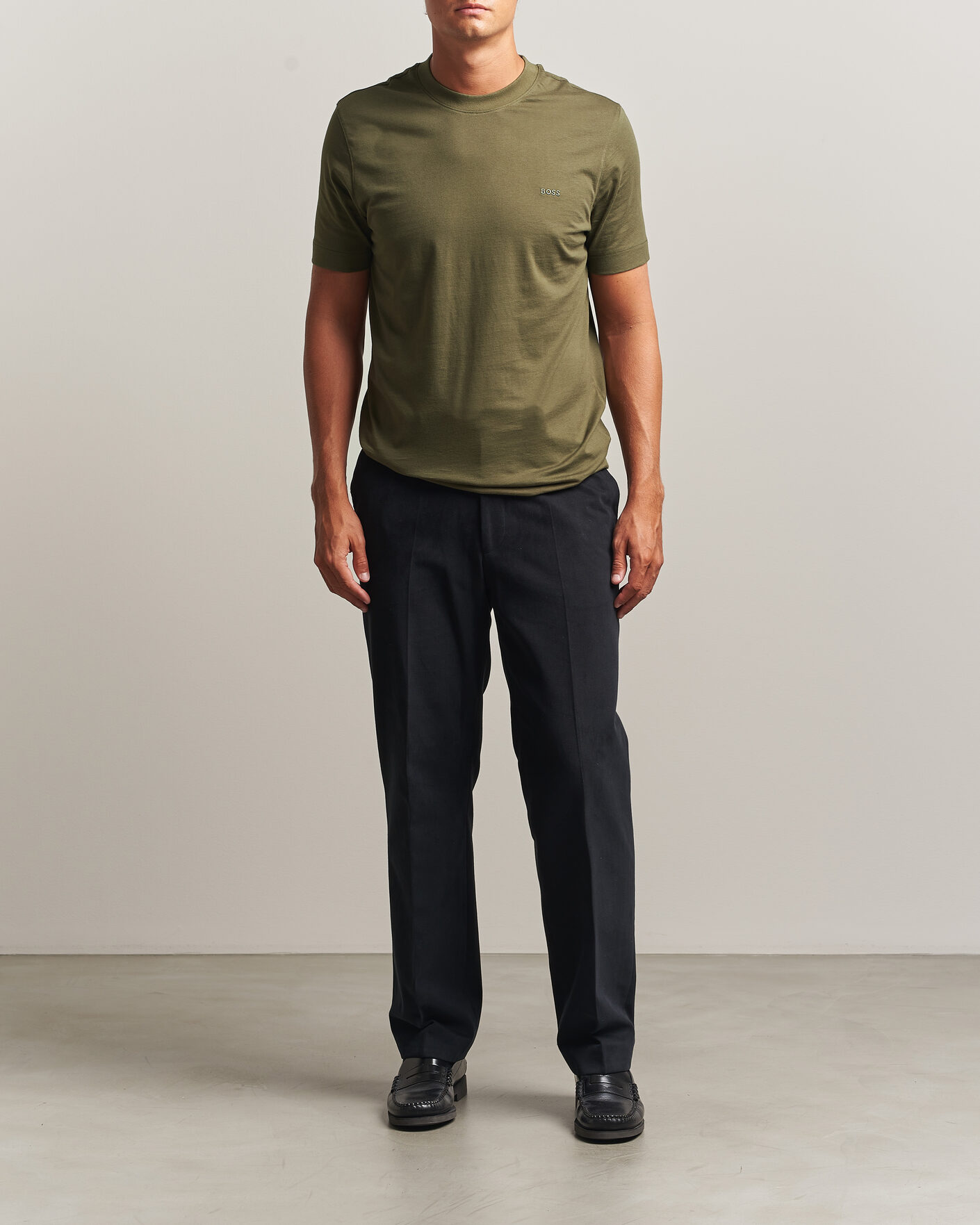 Herre | T-Shirts | BOSS BLACK | Thompson Crew Neck T-Shirt Open Green