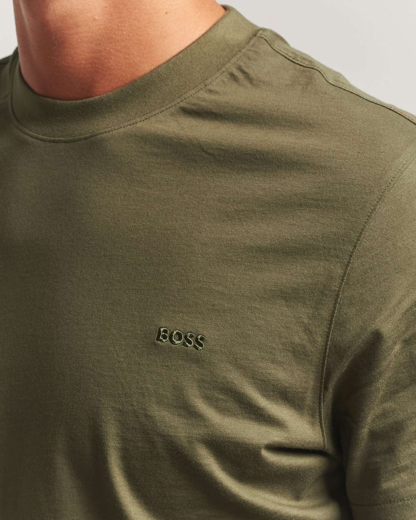 Herre | T-Shirts | BOSS BLACK | Thompson Crew Neck T-Shirt Open Green