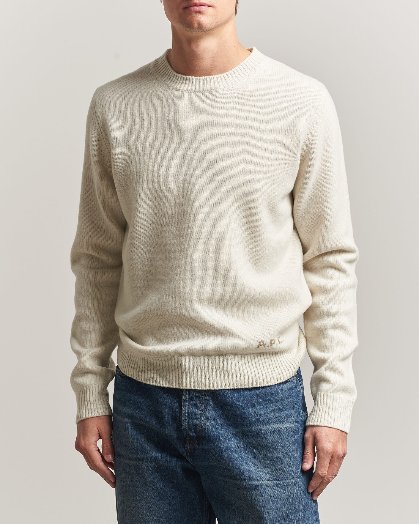 Herre | Trøjer | A.P.C. | Edmond Wool Knitted Sweater Ecru