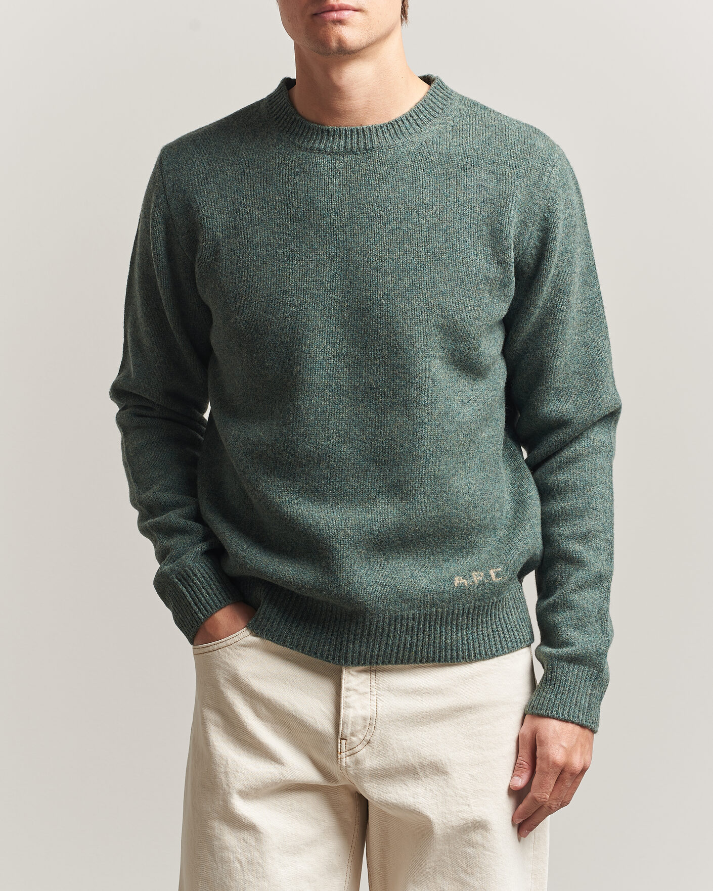 Herre | Trøjer | A.P.C. | Edmond Wool Knitted Sweater Green Melange
