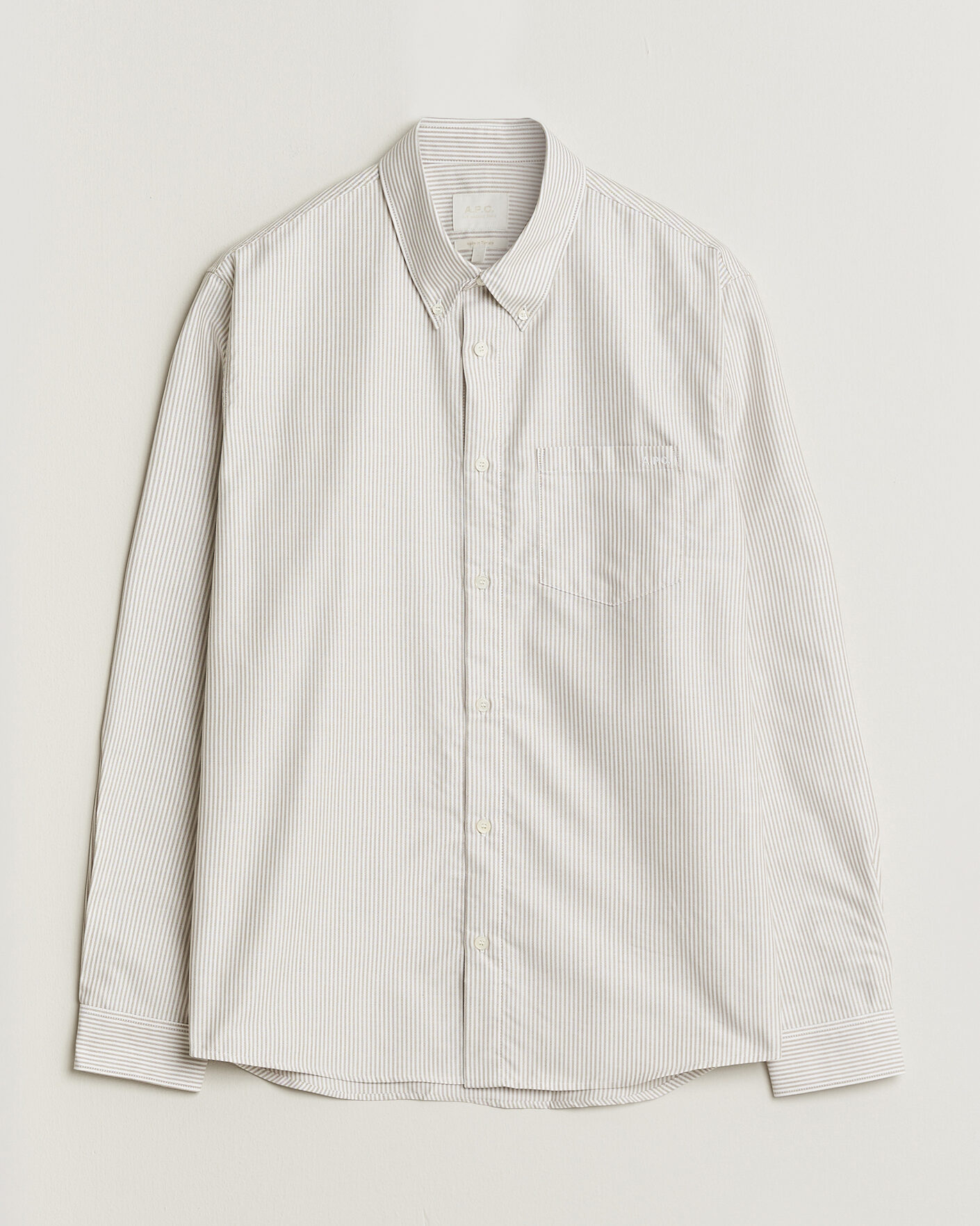 Herre | Skjorter | A.P.C. | Greg Striped Oxford Shirt Beige/White