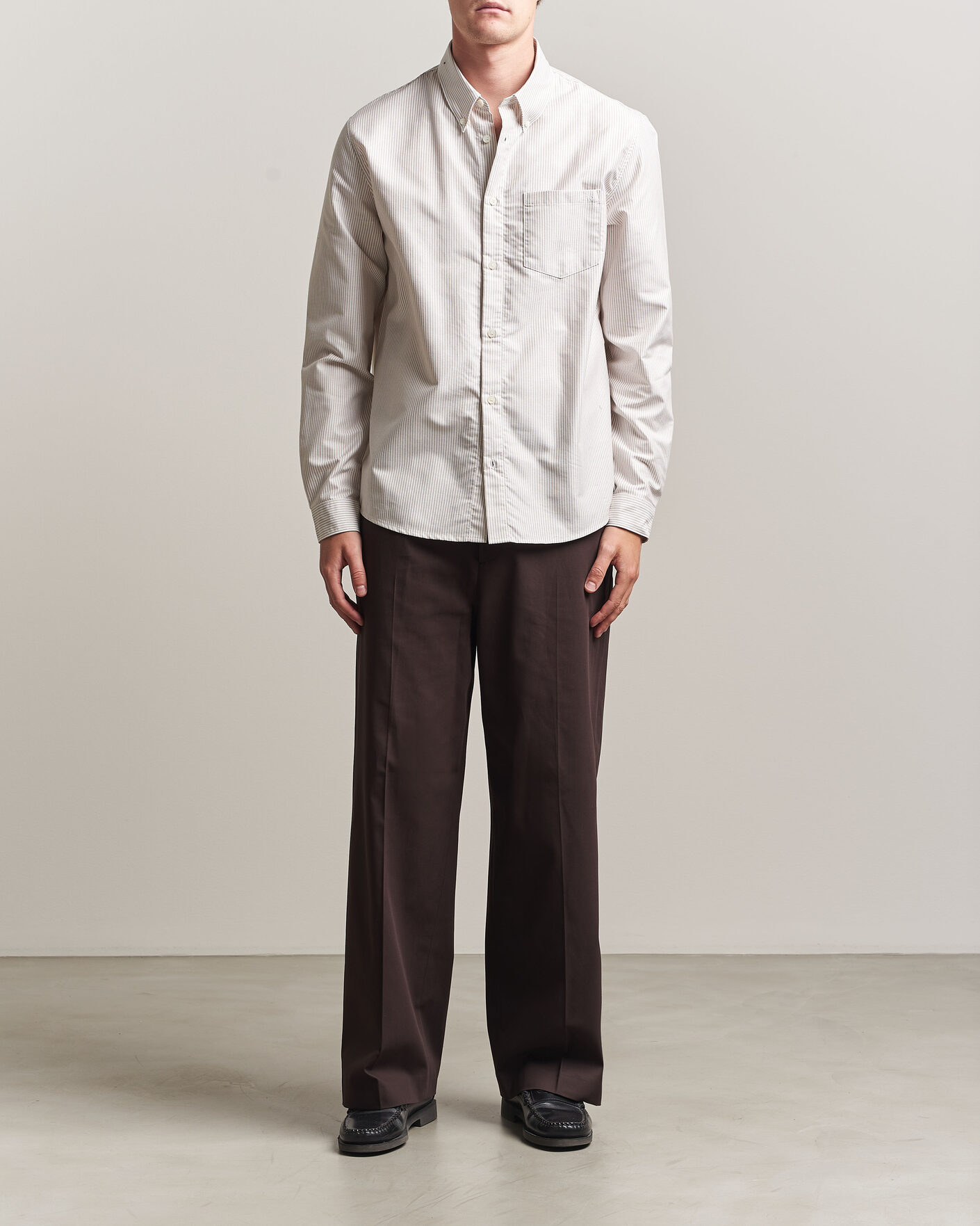Herre | Skjorter | A.P.C. | Greg Striped Oxford Shirt Beige/White