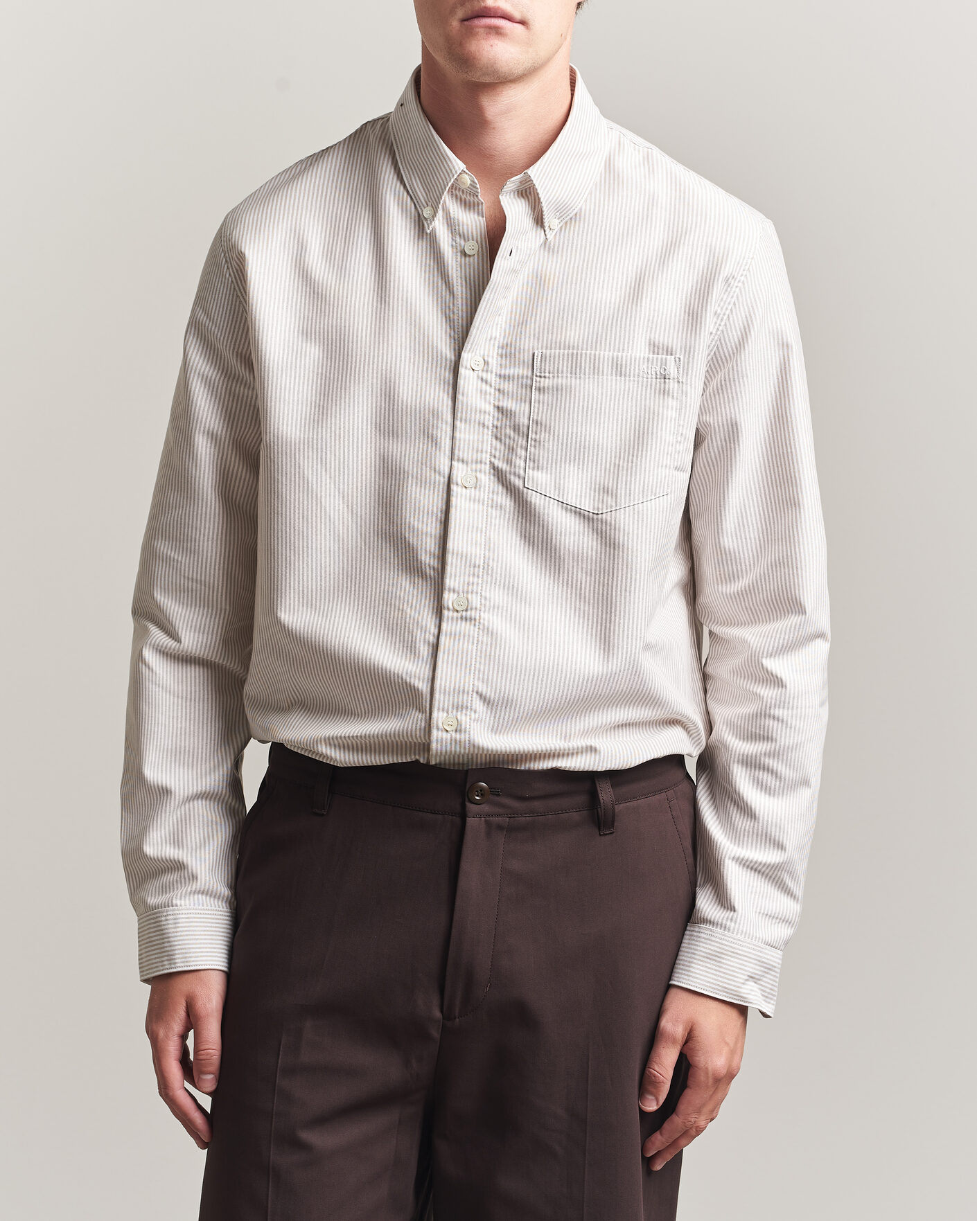 Herre | Skjorter | A.P.C. | Greg Striped Oxford Shirt Beige/White